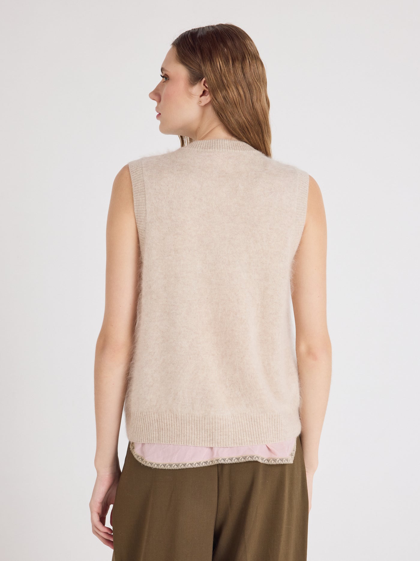 lana - Brushed cashmere cardigan - oat