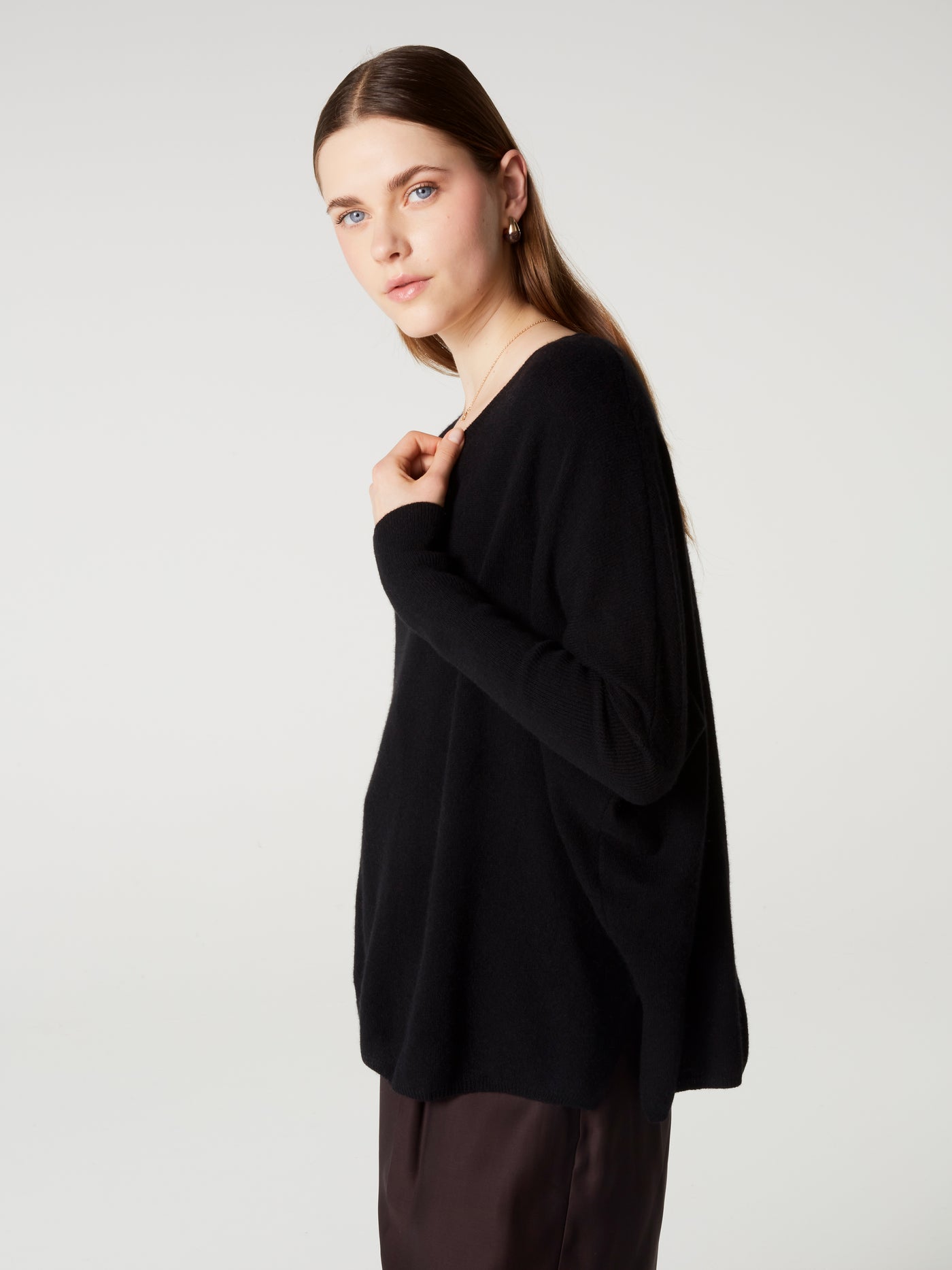 pull poncho camille - Cachemire - black