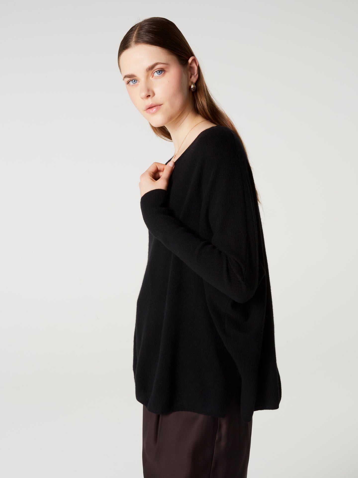 camille poncho sweater - Cashmere - black
