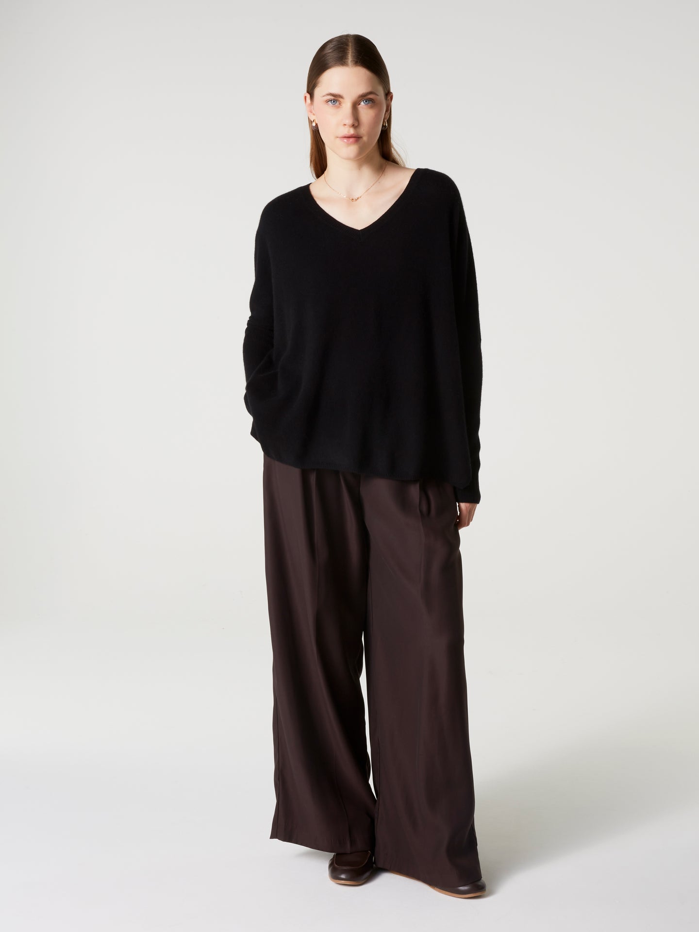 camille poncho sweater - Cashmere - black