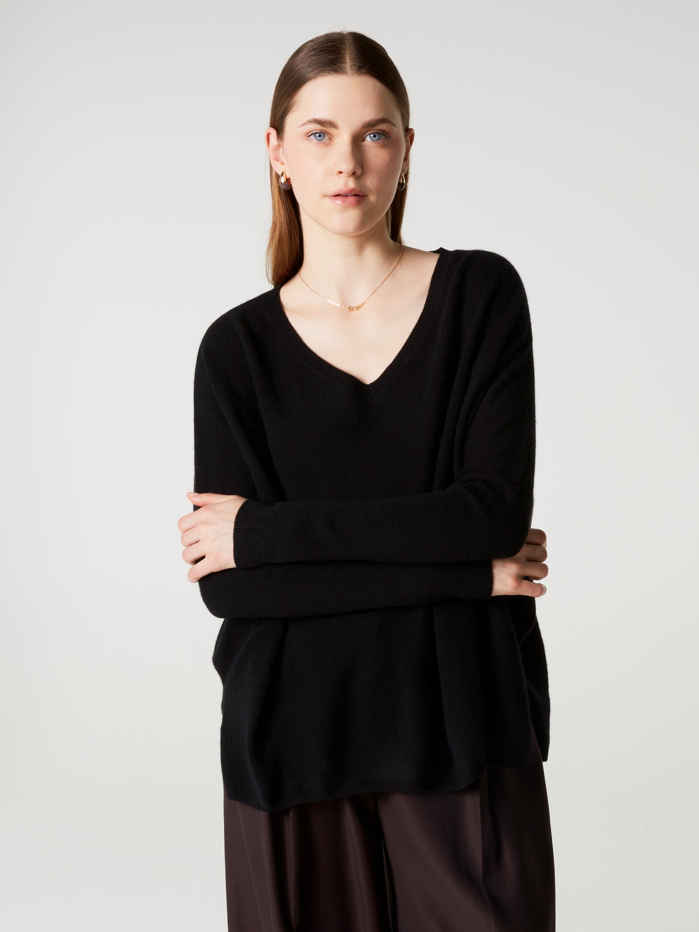 pull poncho camille - Cachemire - black