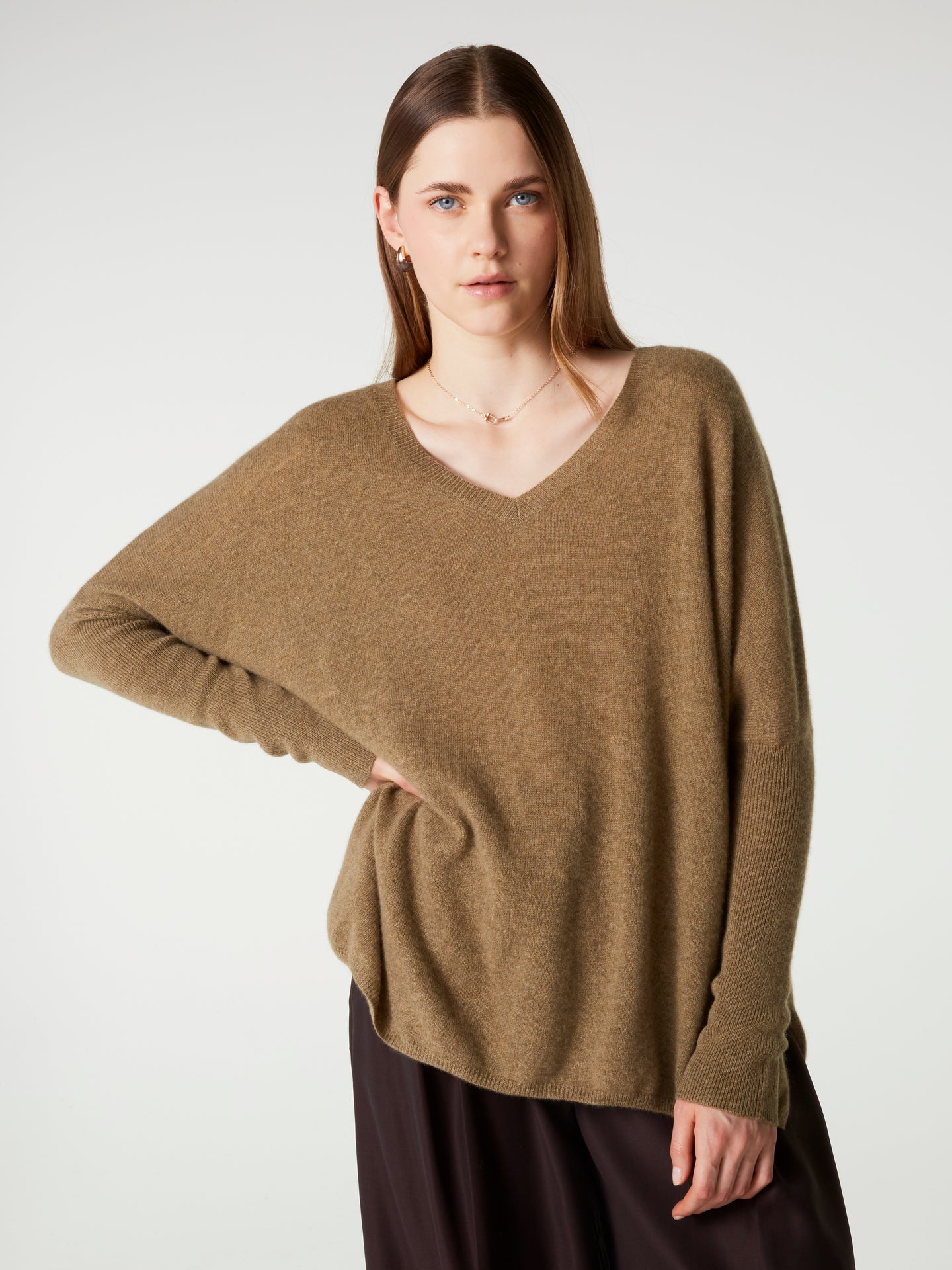 pull poncho camille - Cachemire - bronze