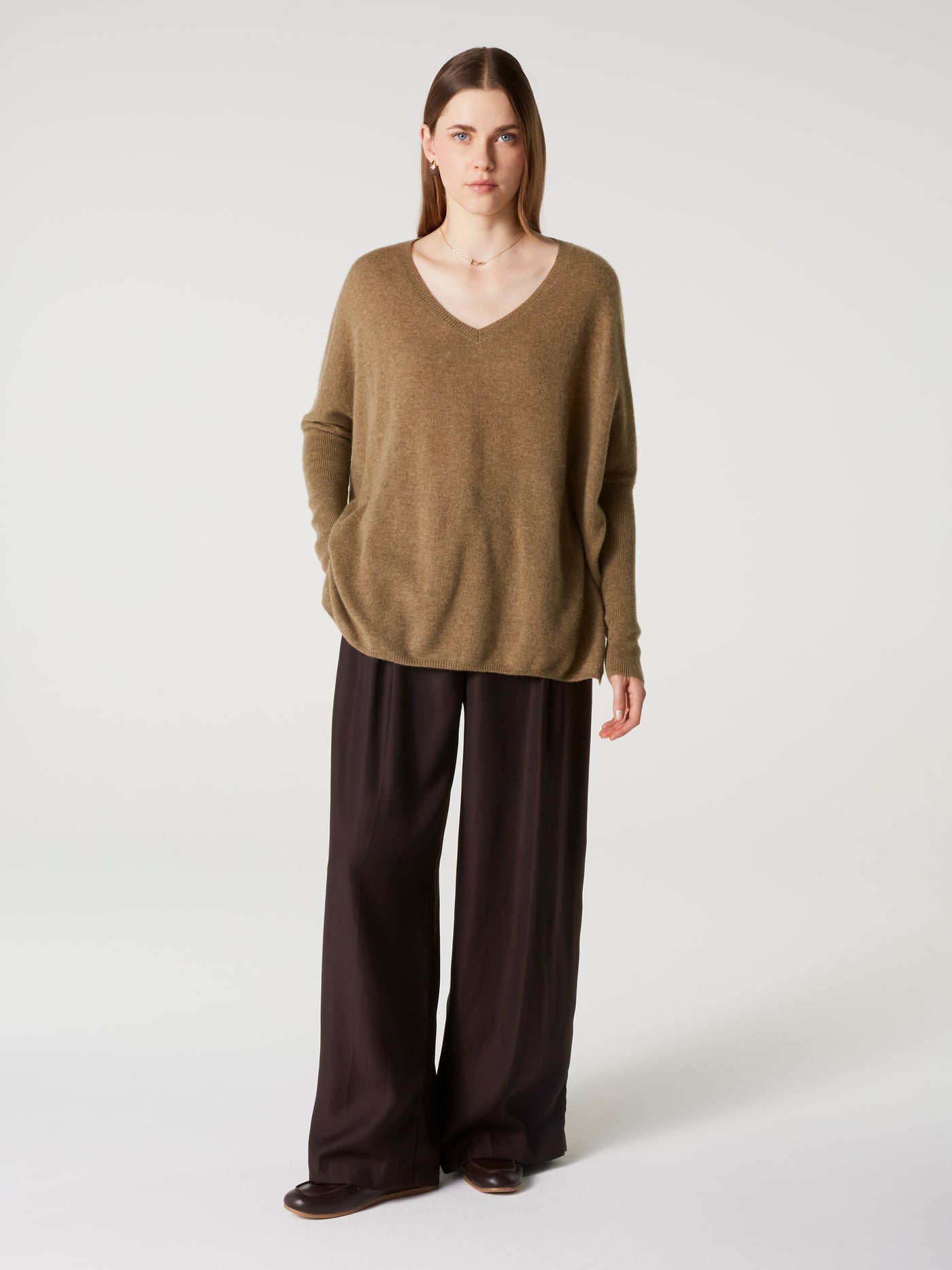pull poncho camille - Cachemire - bronze