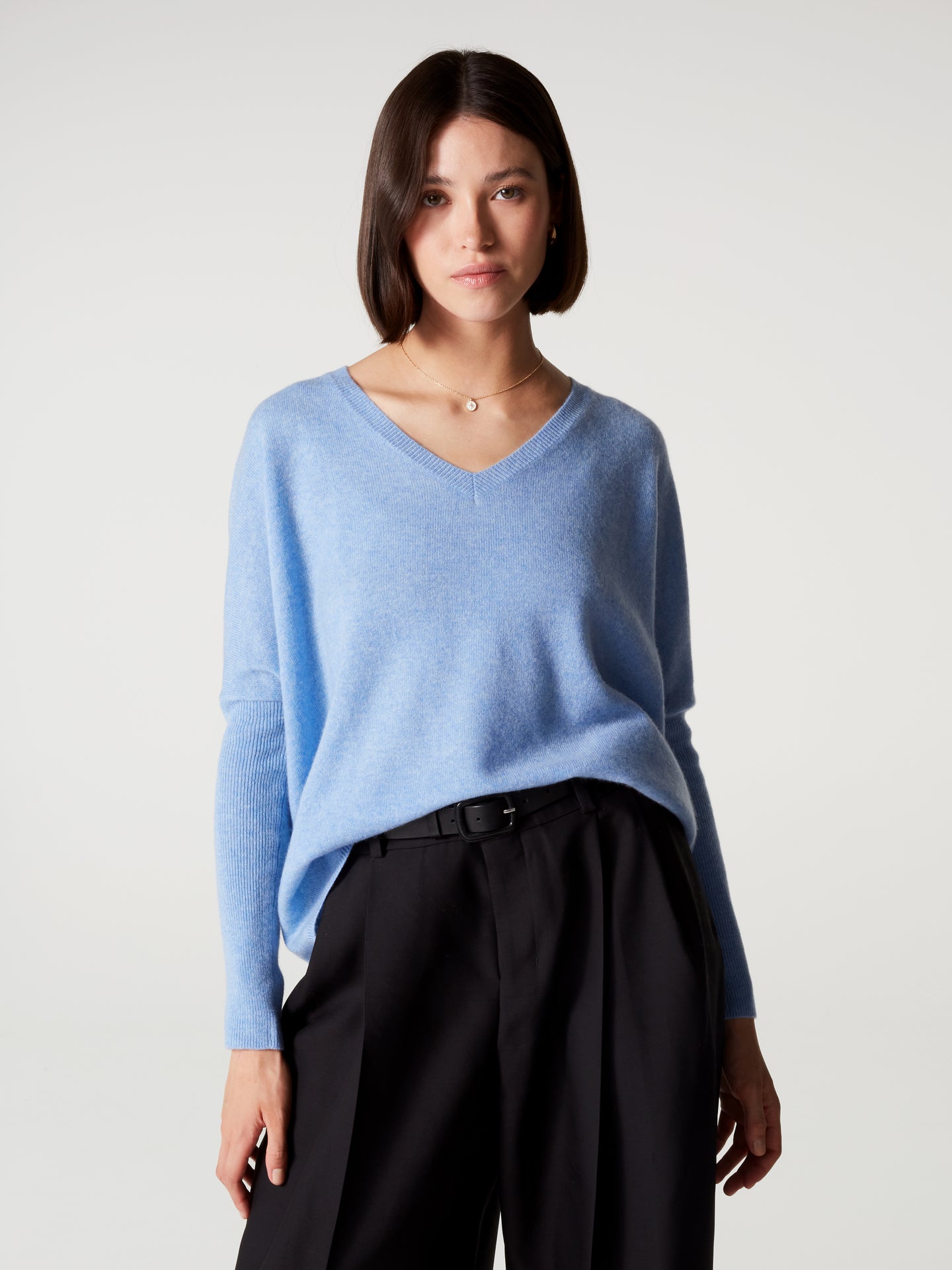 pull poncho camille - Cachemire - chambray blue