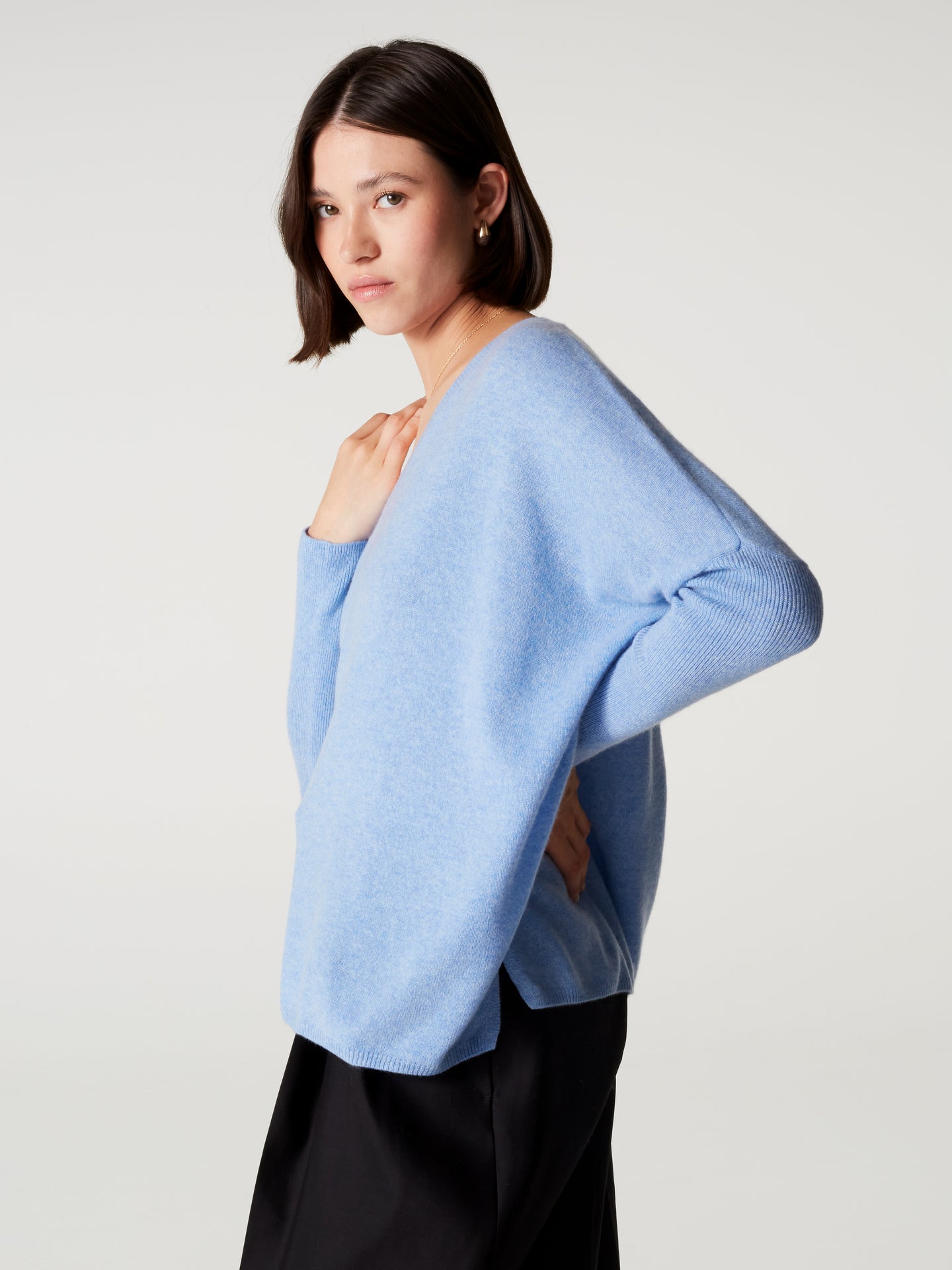 pull poncho camille - Cachemire - chambray blue
