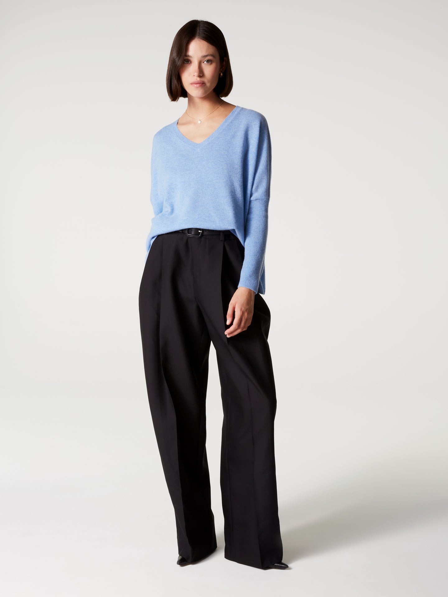 pull poncho camille - Cachemire - chambray blue
