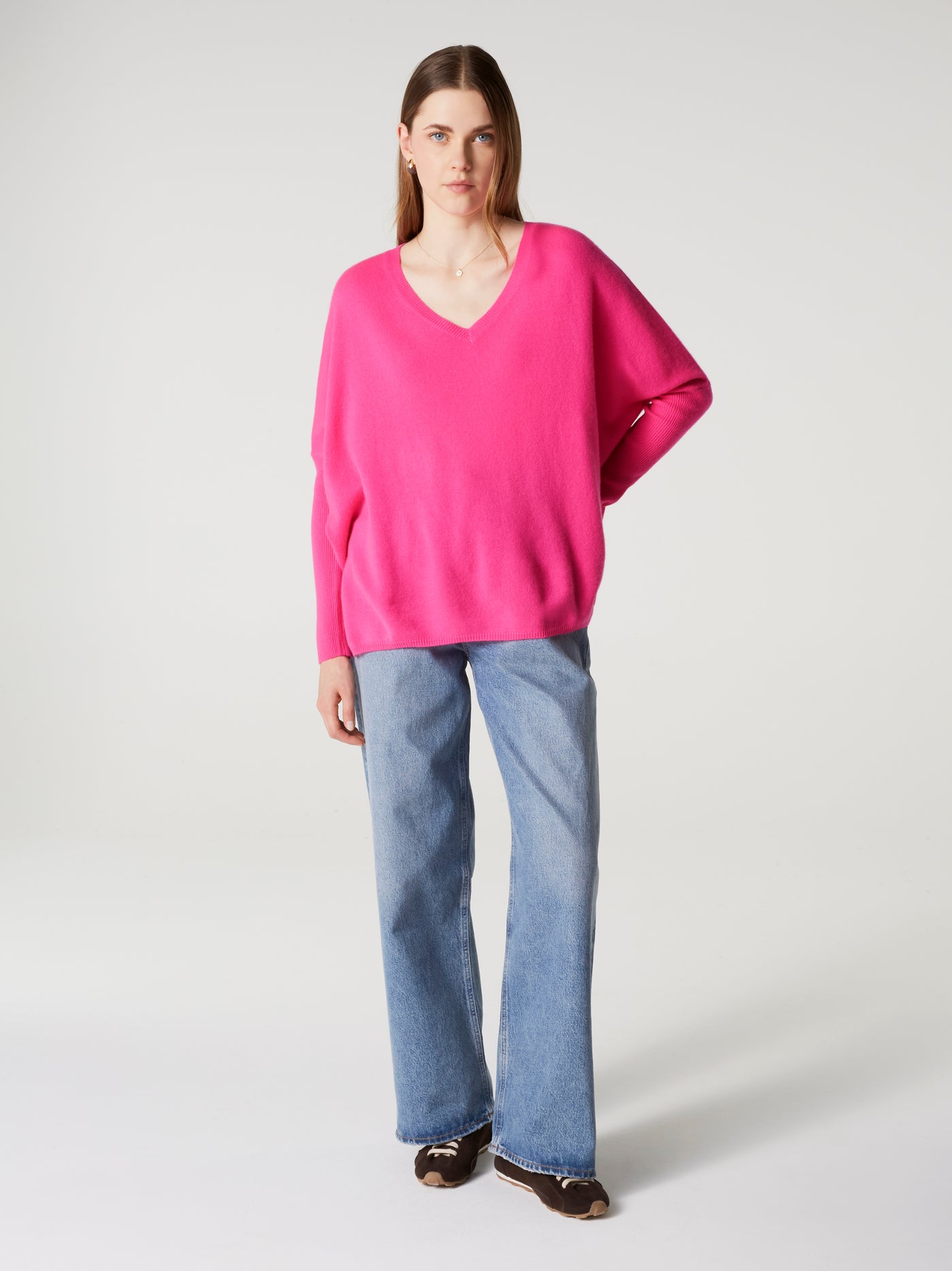 pull poncho camille - Cachemire - super pink neon