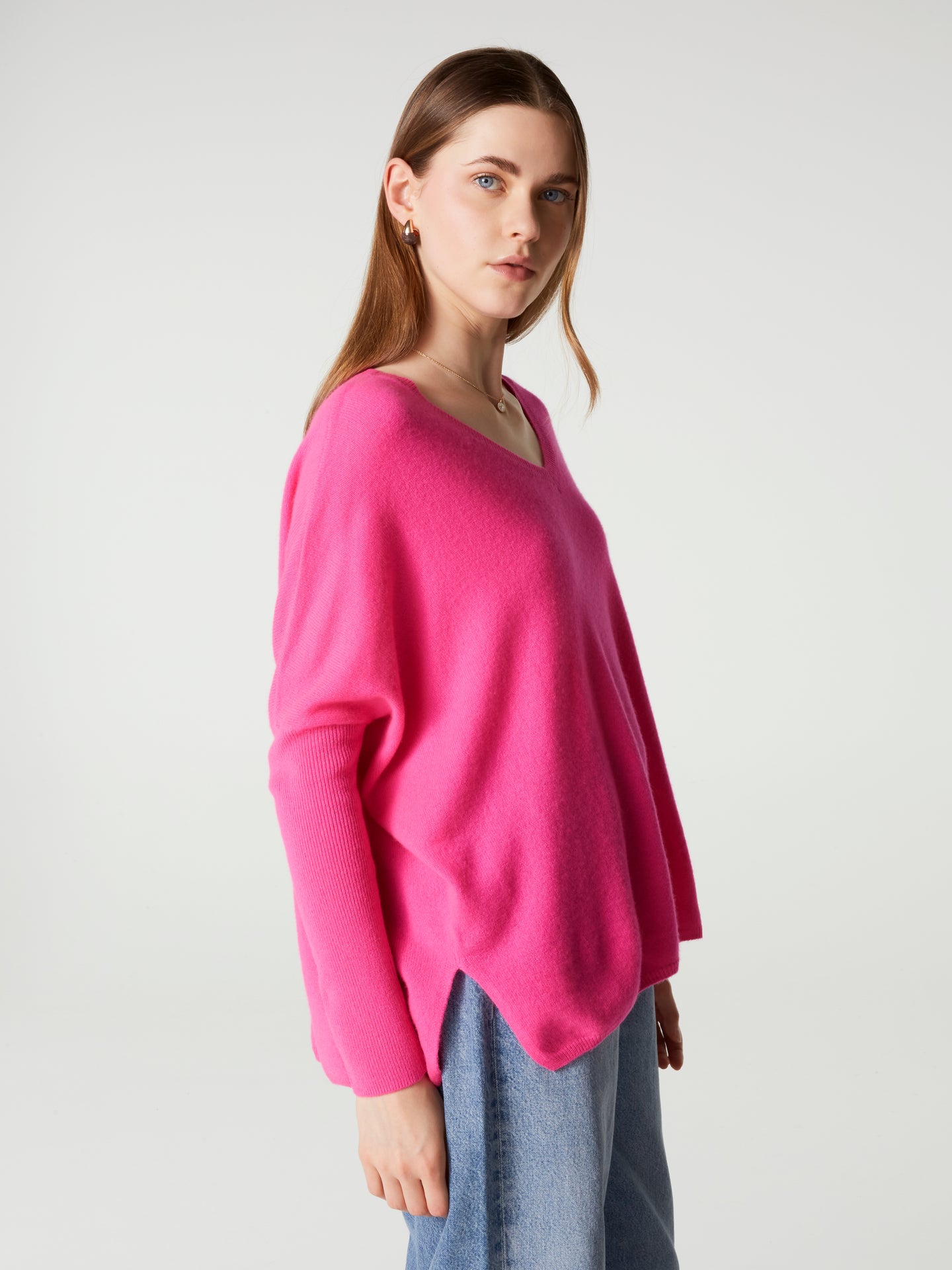 pull poncho camille - Cachemire - super pink neon