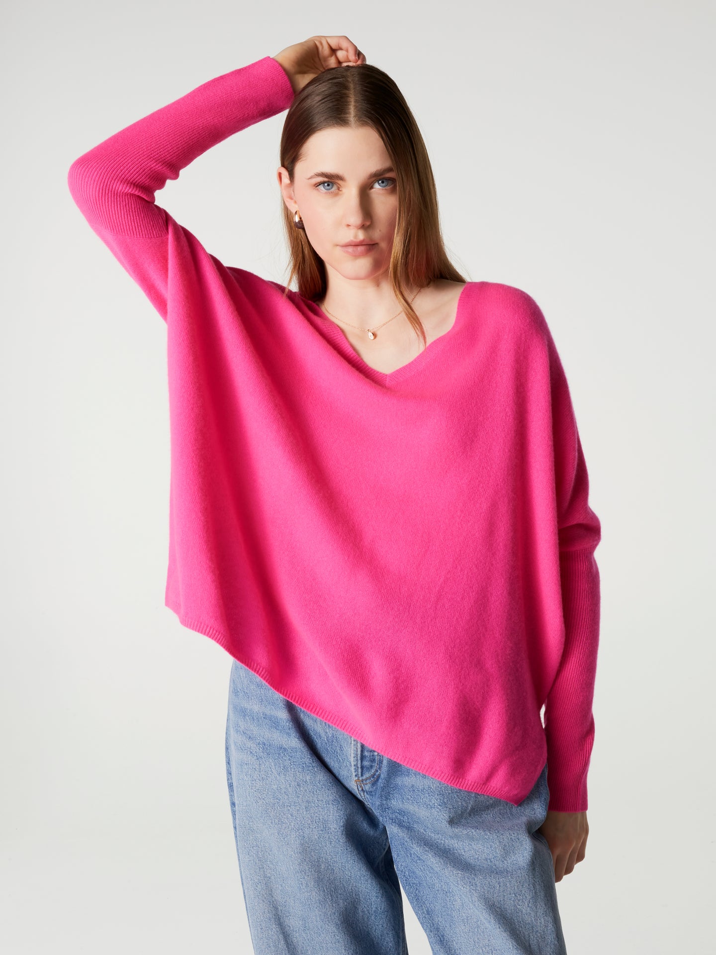 pull poncho camille - Cachemire - super pink neon