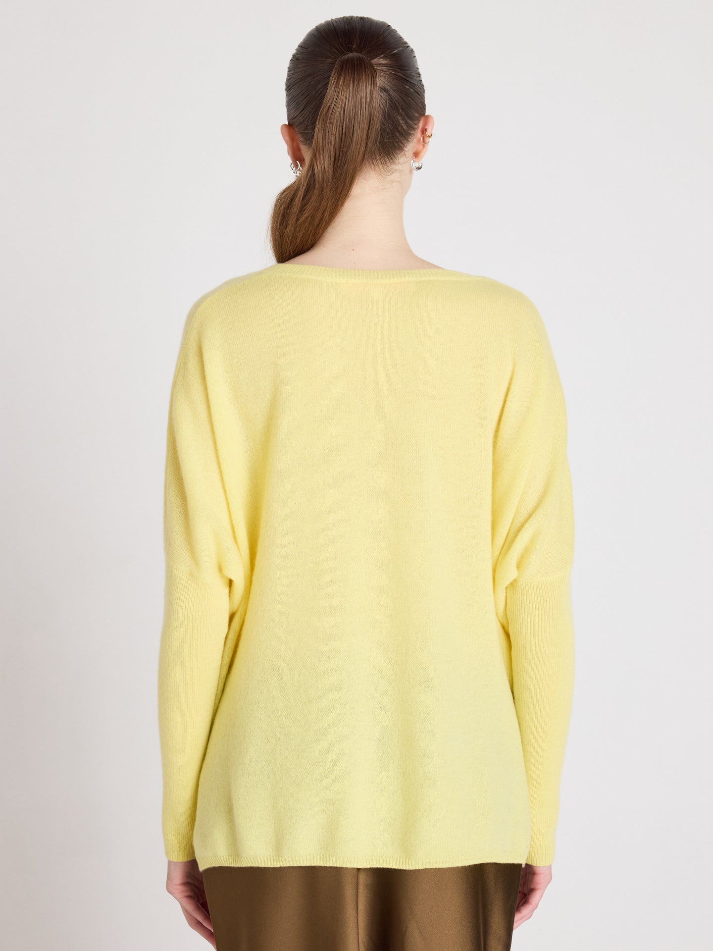 pull poncho col v camille - cachemire - lemon fizz