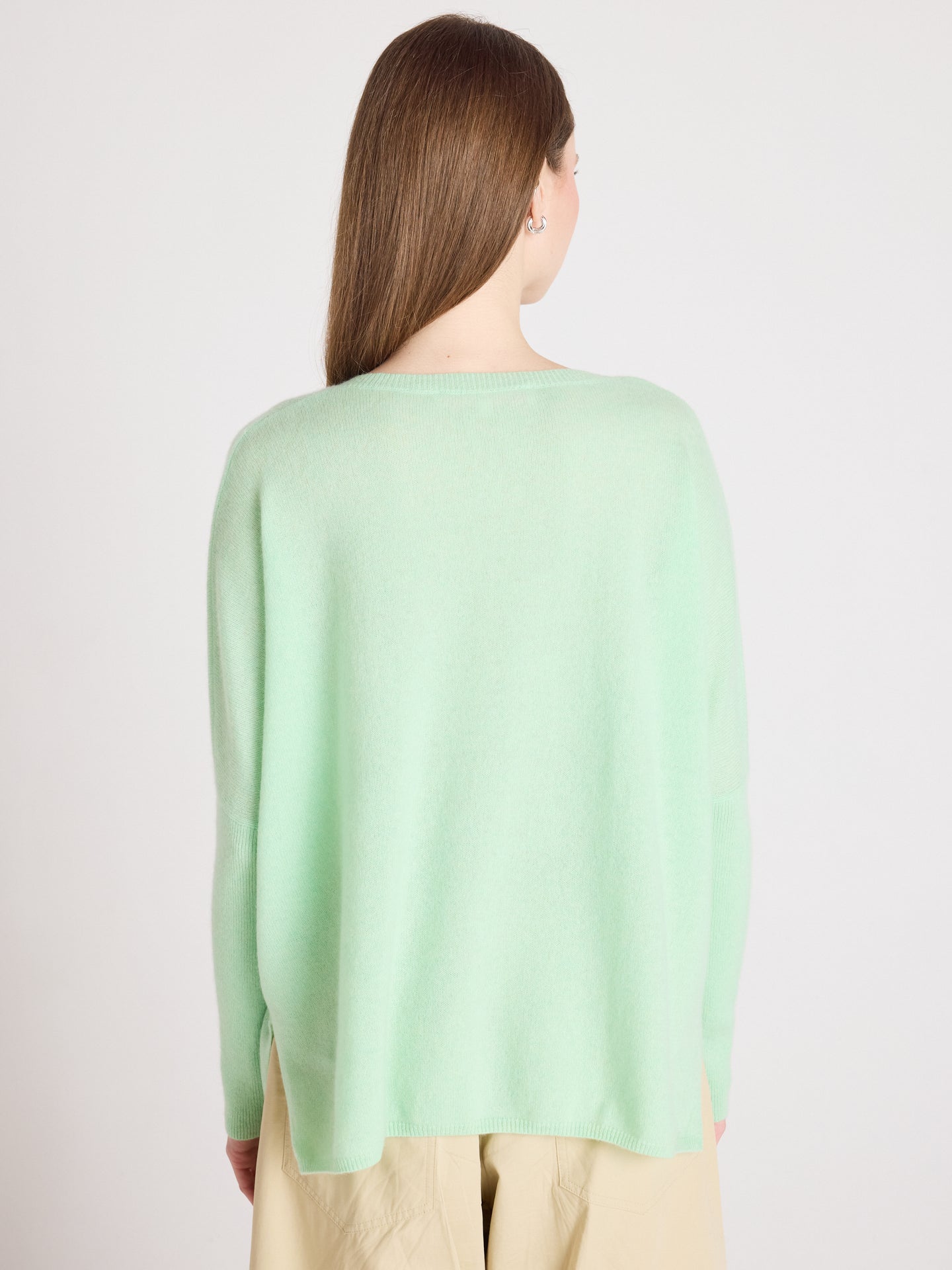 pull poncho col v camille - Poncho a V in cashmere - pastel green