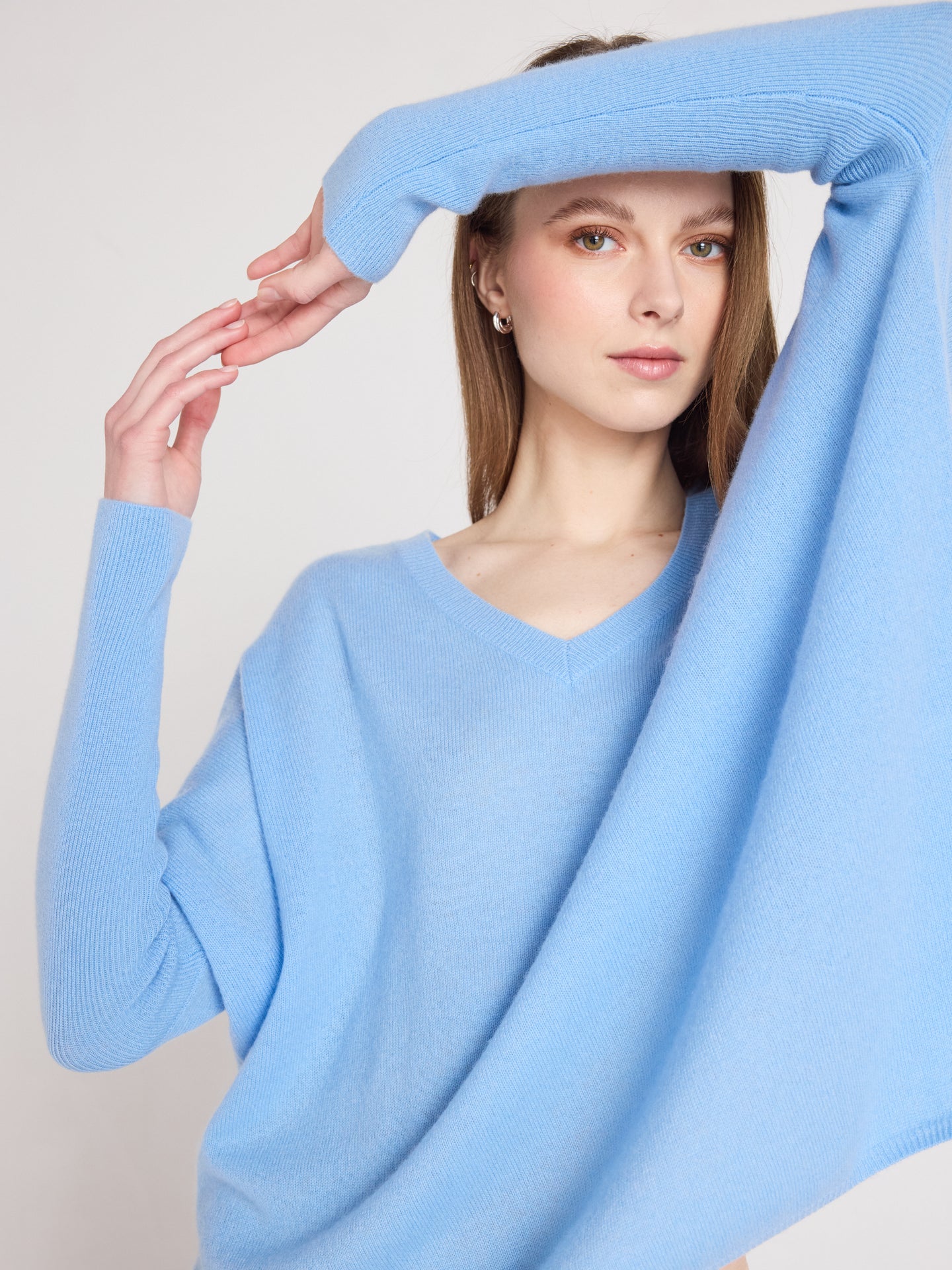 v-hals ponchotrui camille - kasjmier - provence blue