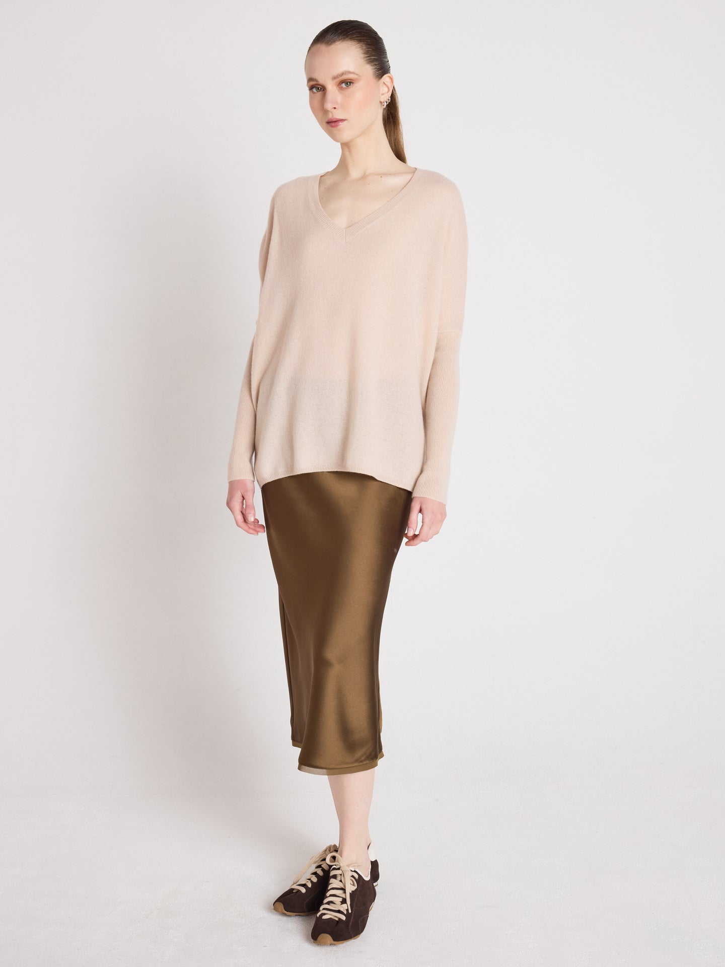 camille poncho sweater - cashmere - shell