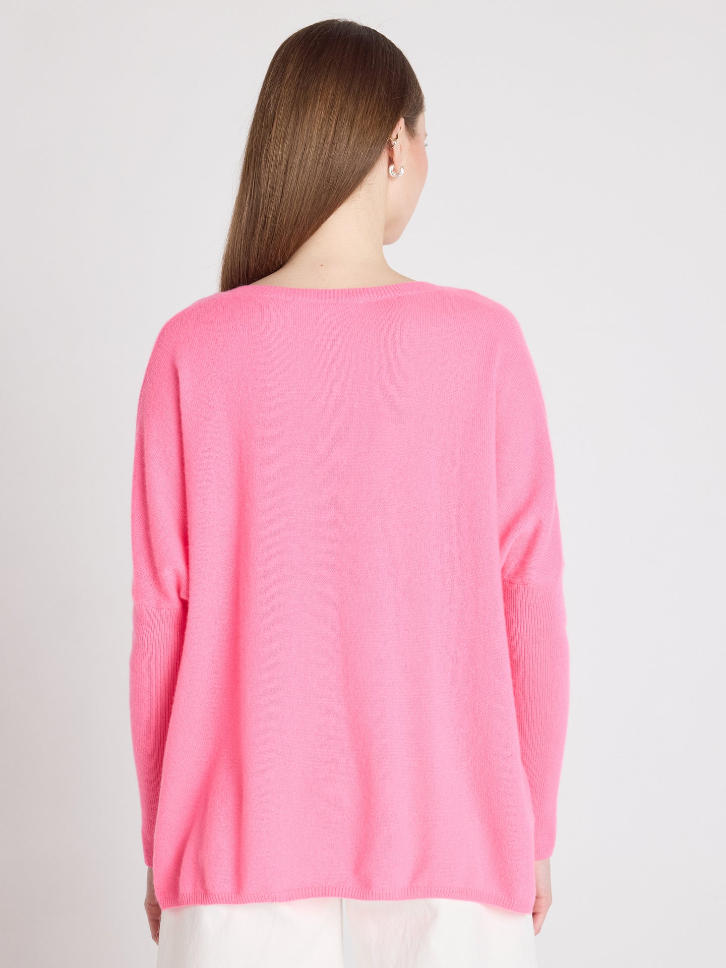 Camille - Kaschmirponcho mit V-Ausschnitt - sparkle pink neon