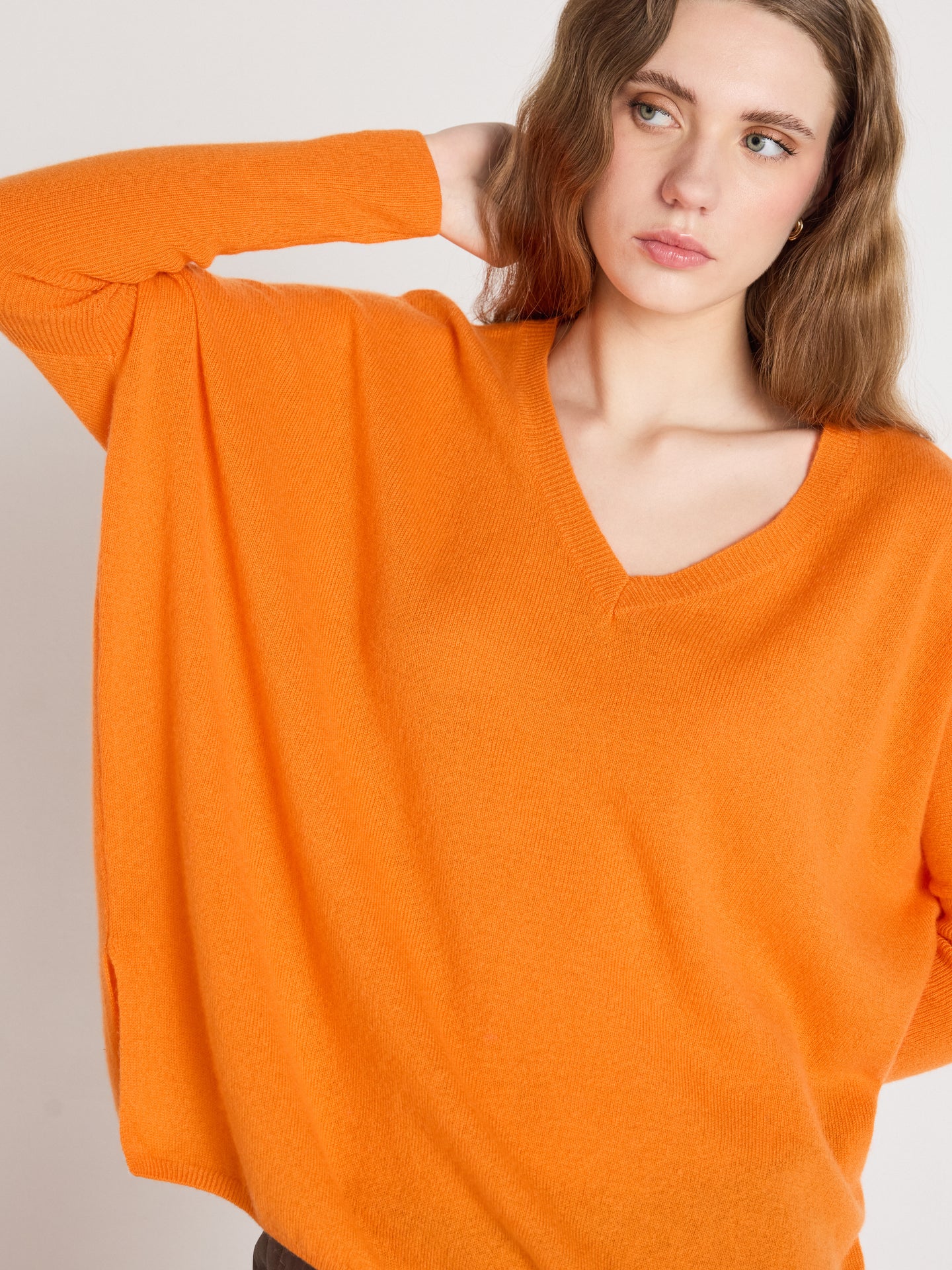 v-hals ponchotrui camille - kasjmier - tangerine