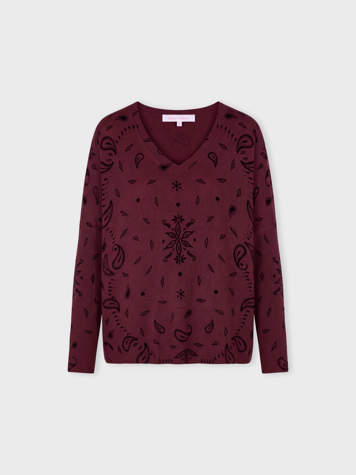 pull poncho camille - Cachemire - burgundy print bandana
