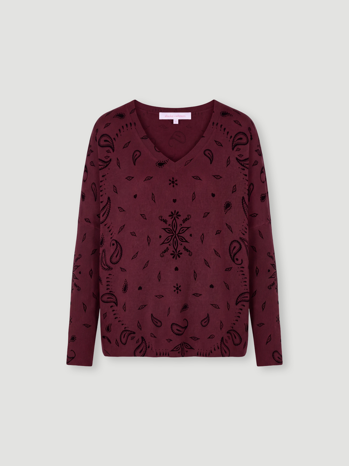 pull poncho camille - Cachemire - burgundy print bandana