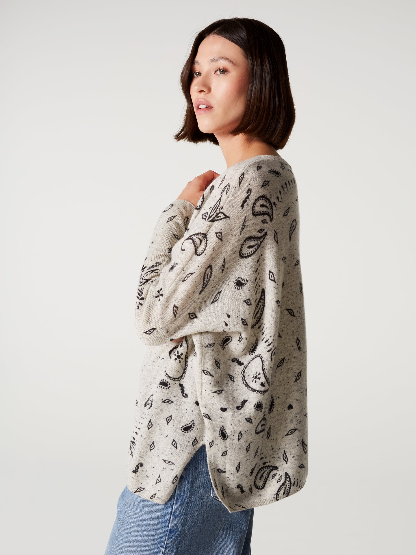 pull poncho camille - Cachemire - granit print bandana