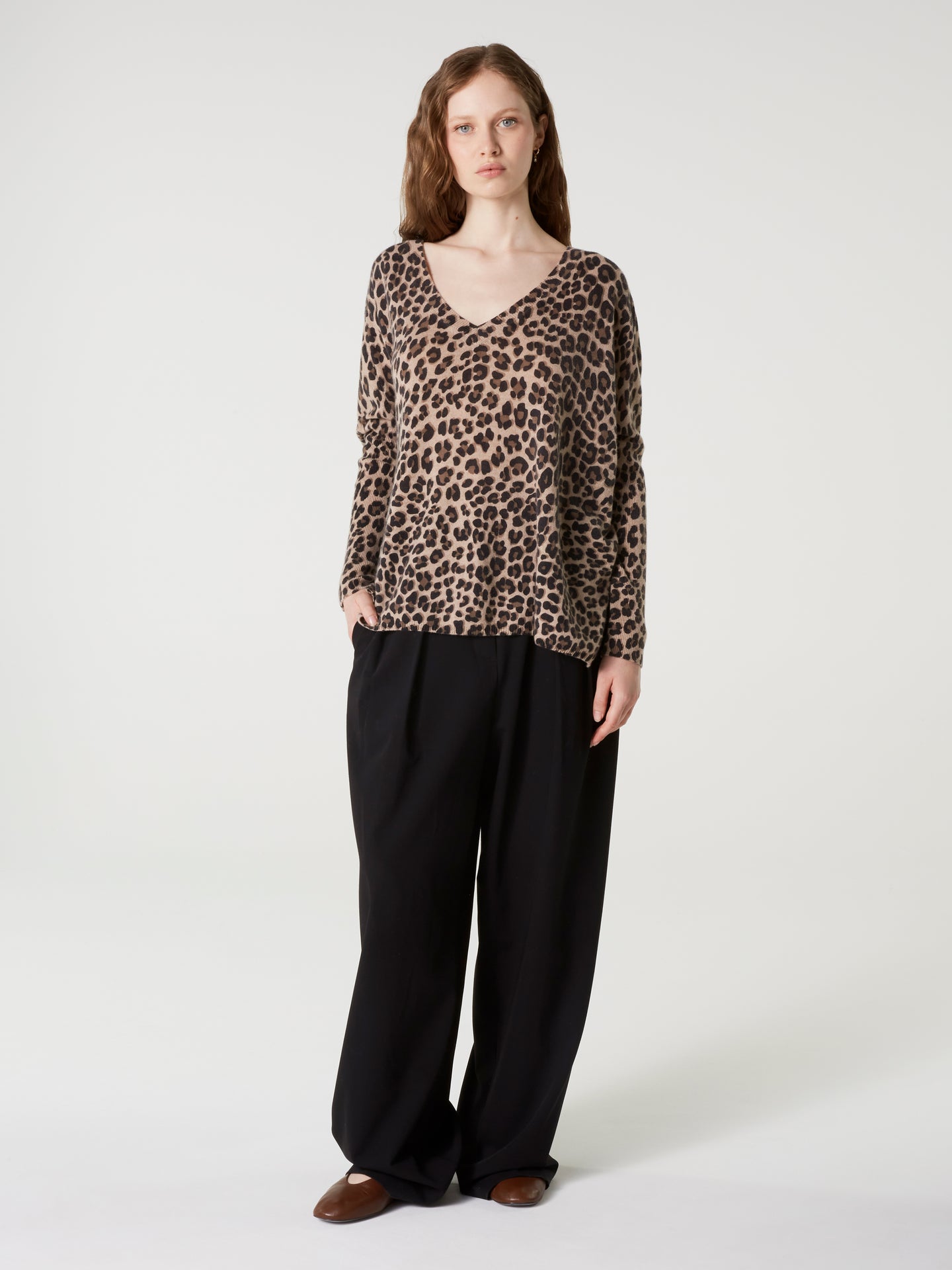 pull poncho camille print - Cachemire - print léopard
