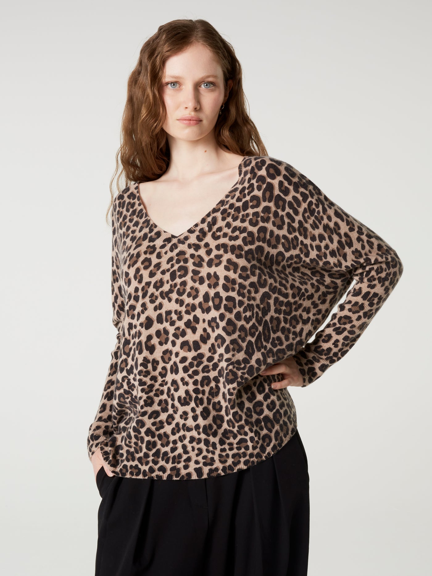 Poncho-Pullover Camille Print - Kaschmir - Leoparden-Print
