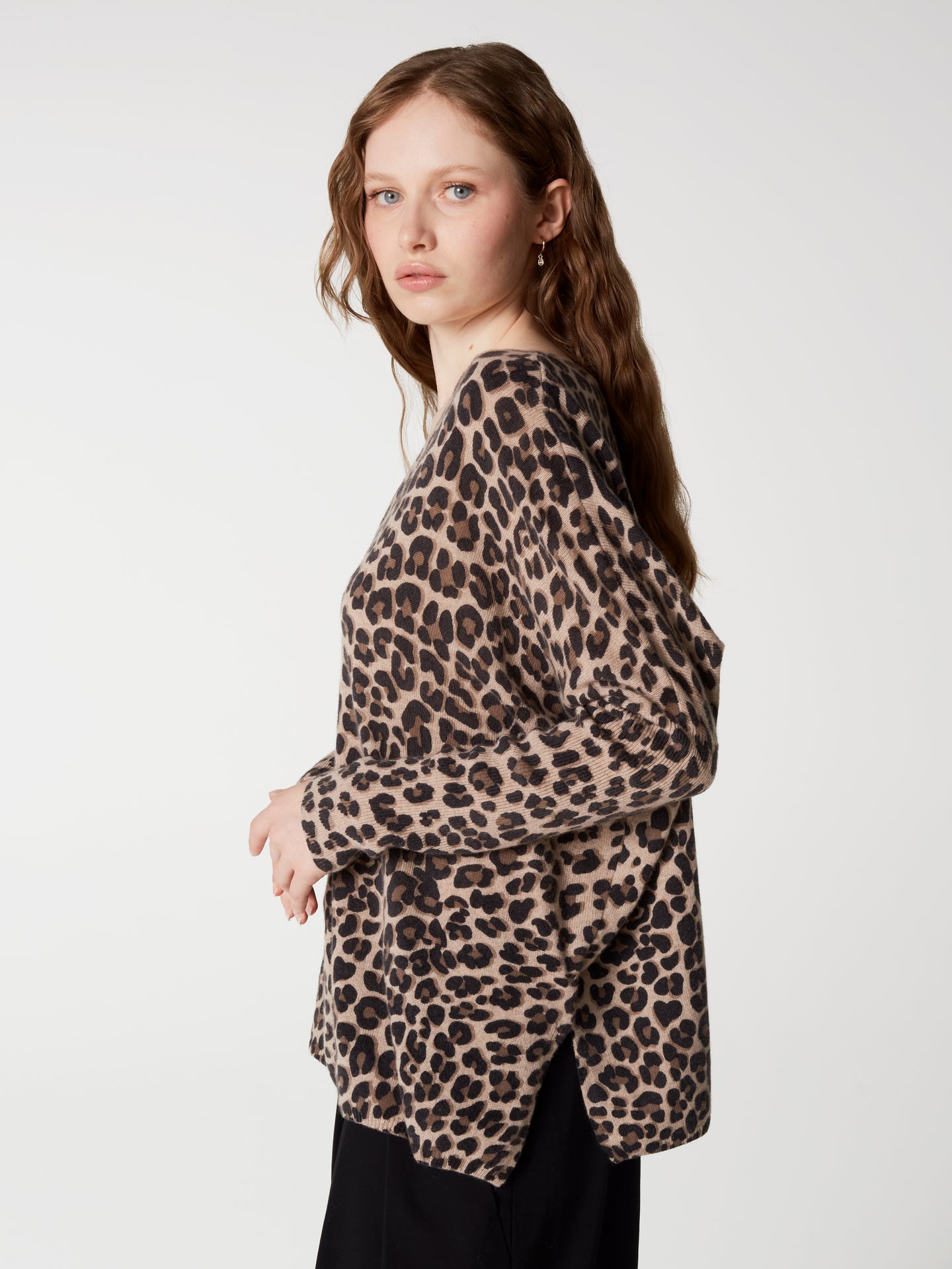 pull poncho camille print - Cachemire - print léopard