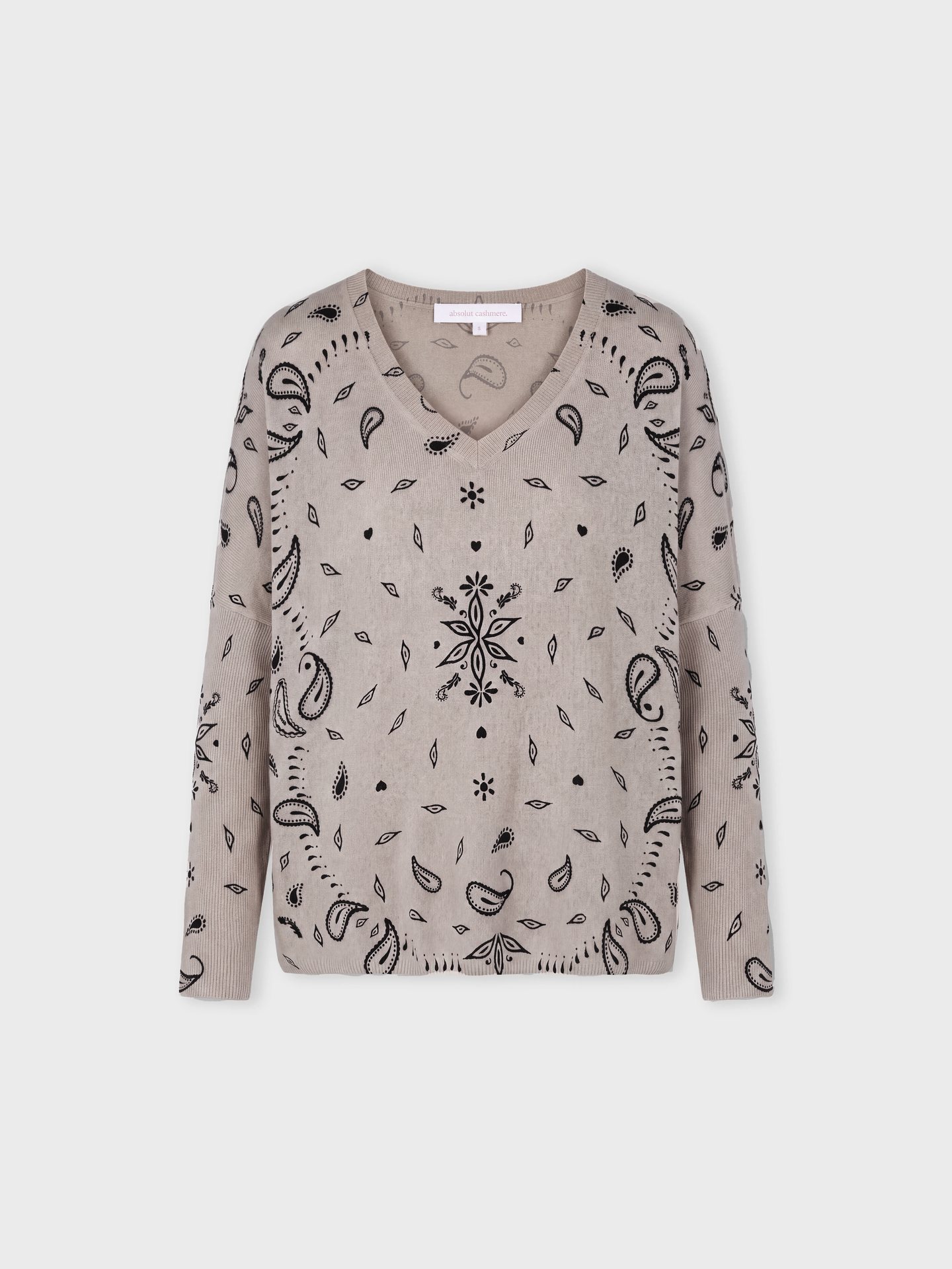 camille poncho jumper - cashmere - oat print bandana