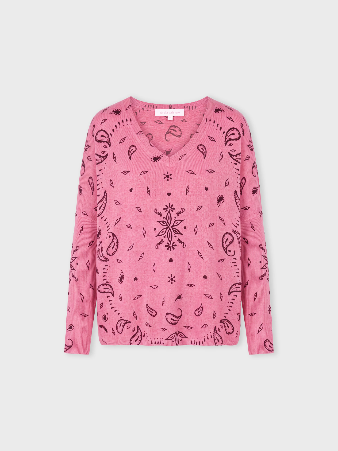 camille poncho jumper - cashmere - pink print bandana