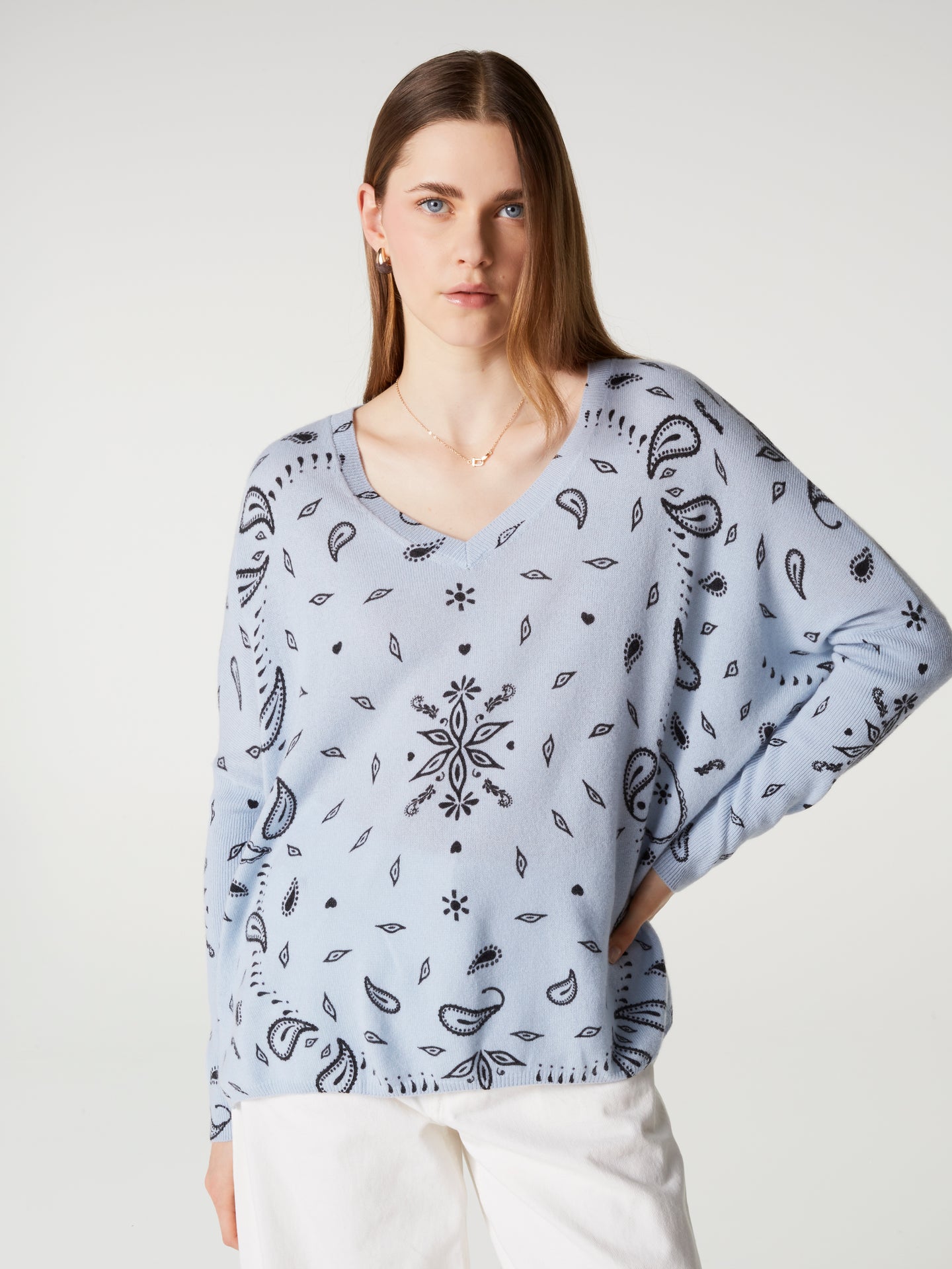 ponchopull camille - kasjmier - sky print bandana