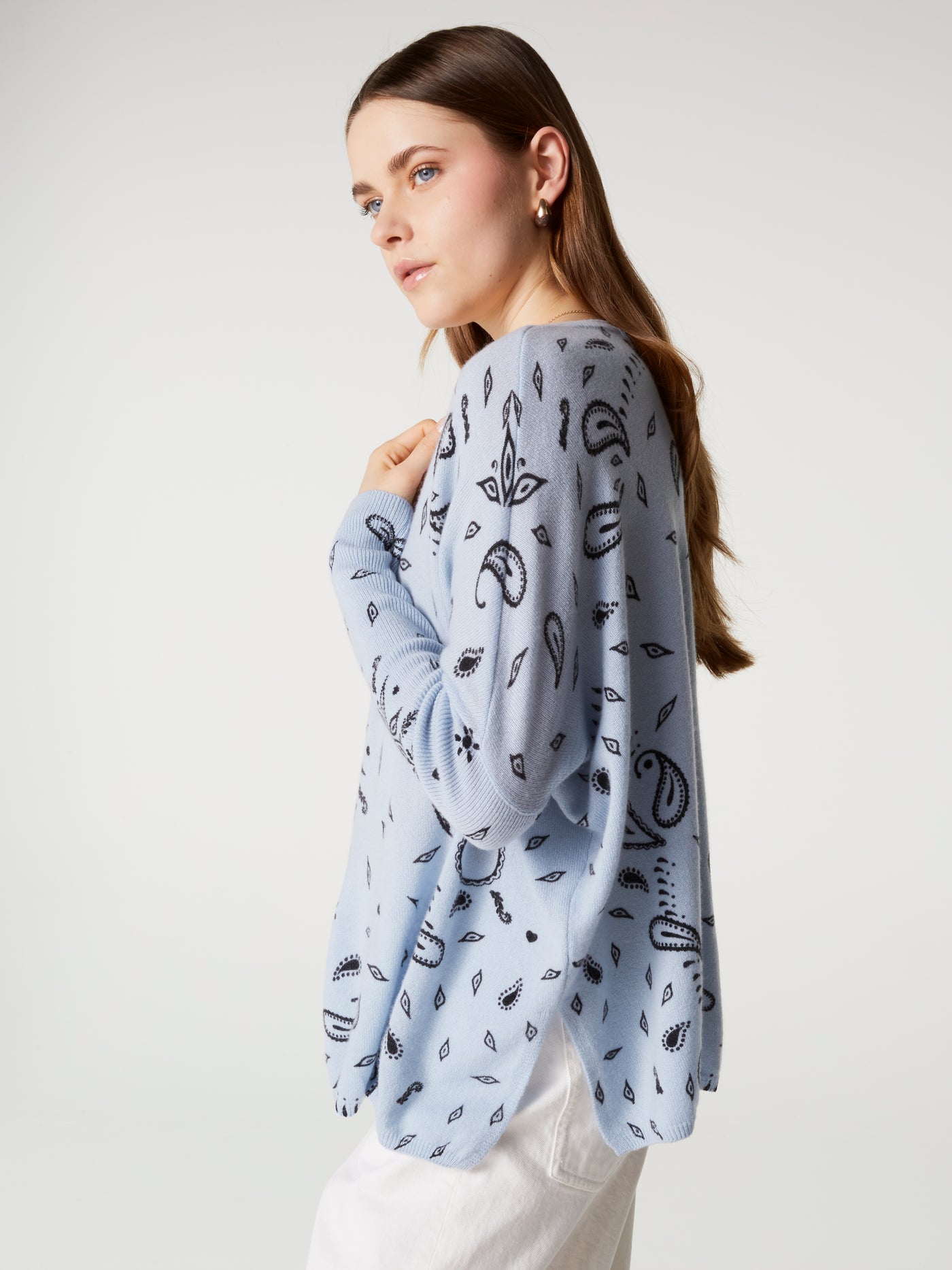 pull poncho camille - Cachemire - sky print bandana