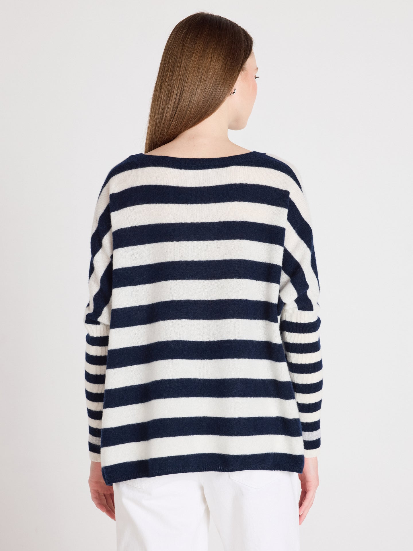 ponchotrui janet - Poncho-trui met V-hals van kasjmier - navy