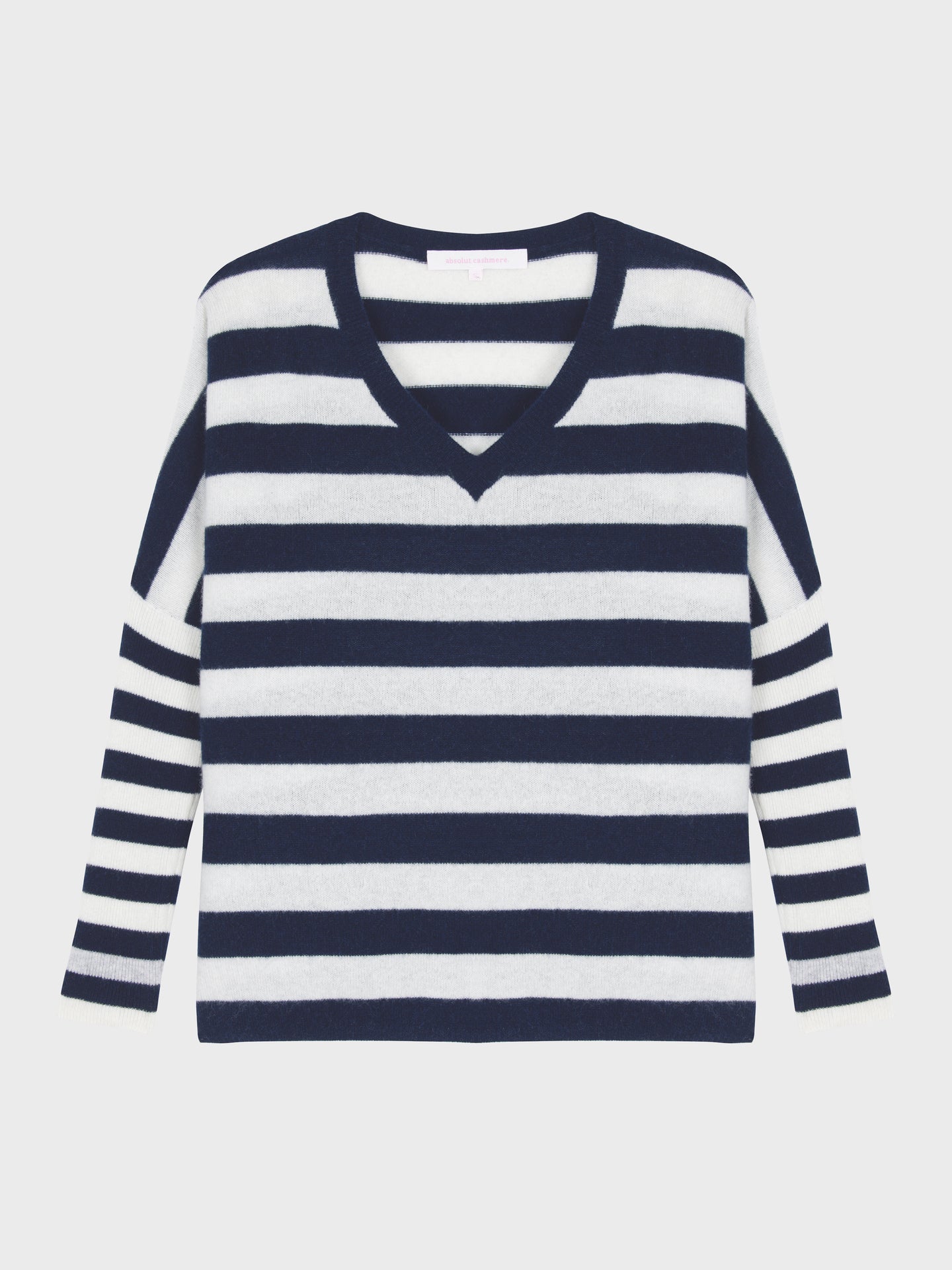ponchotrui janet - Poncho-trui met V-hals van kasjmier - navy