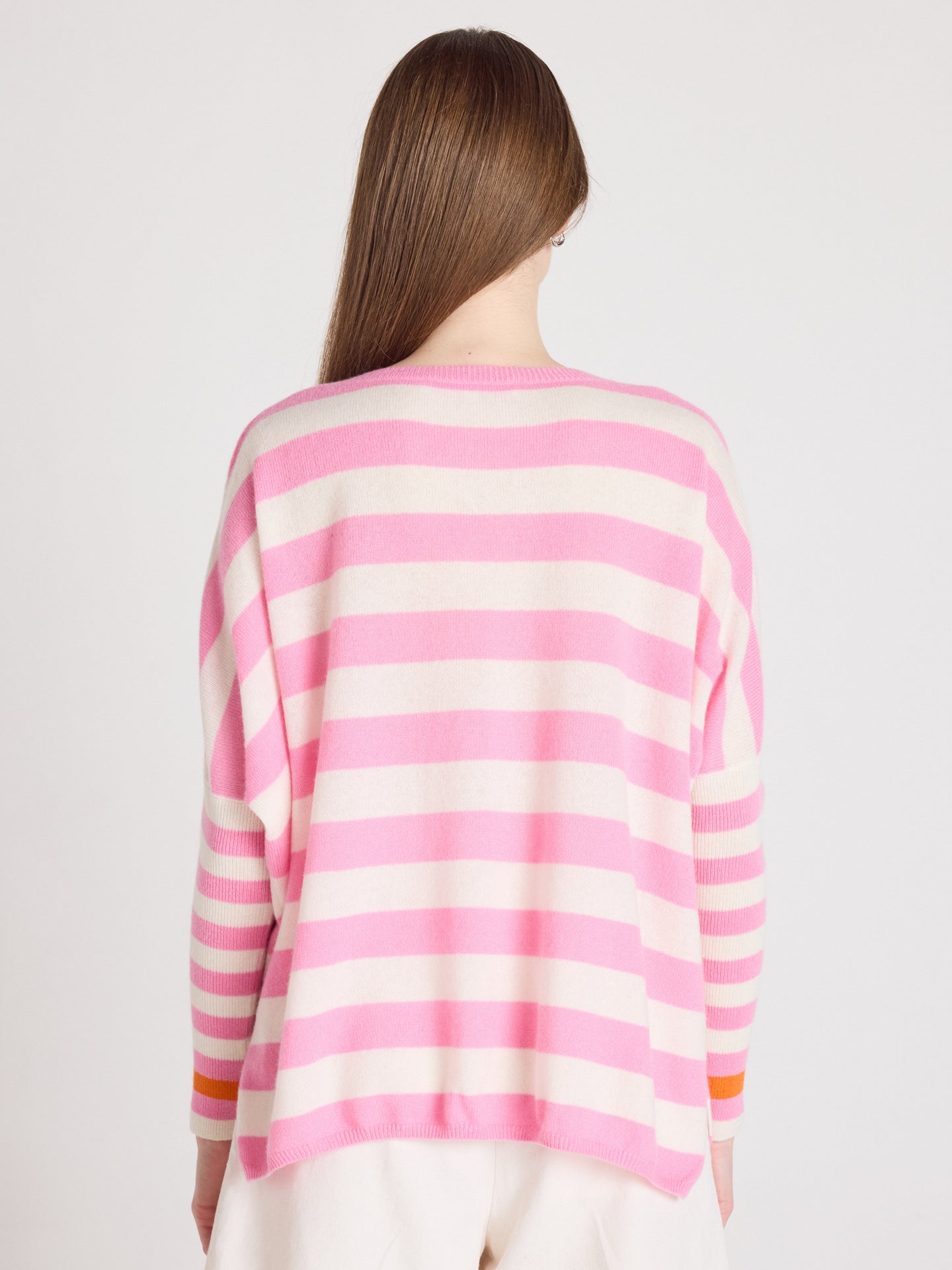 pull poncho col v janet - Maglia poncho a V in cashmere - rosa