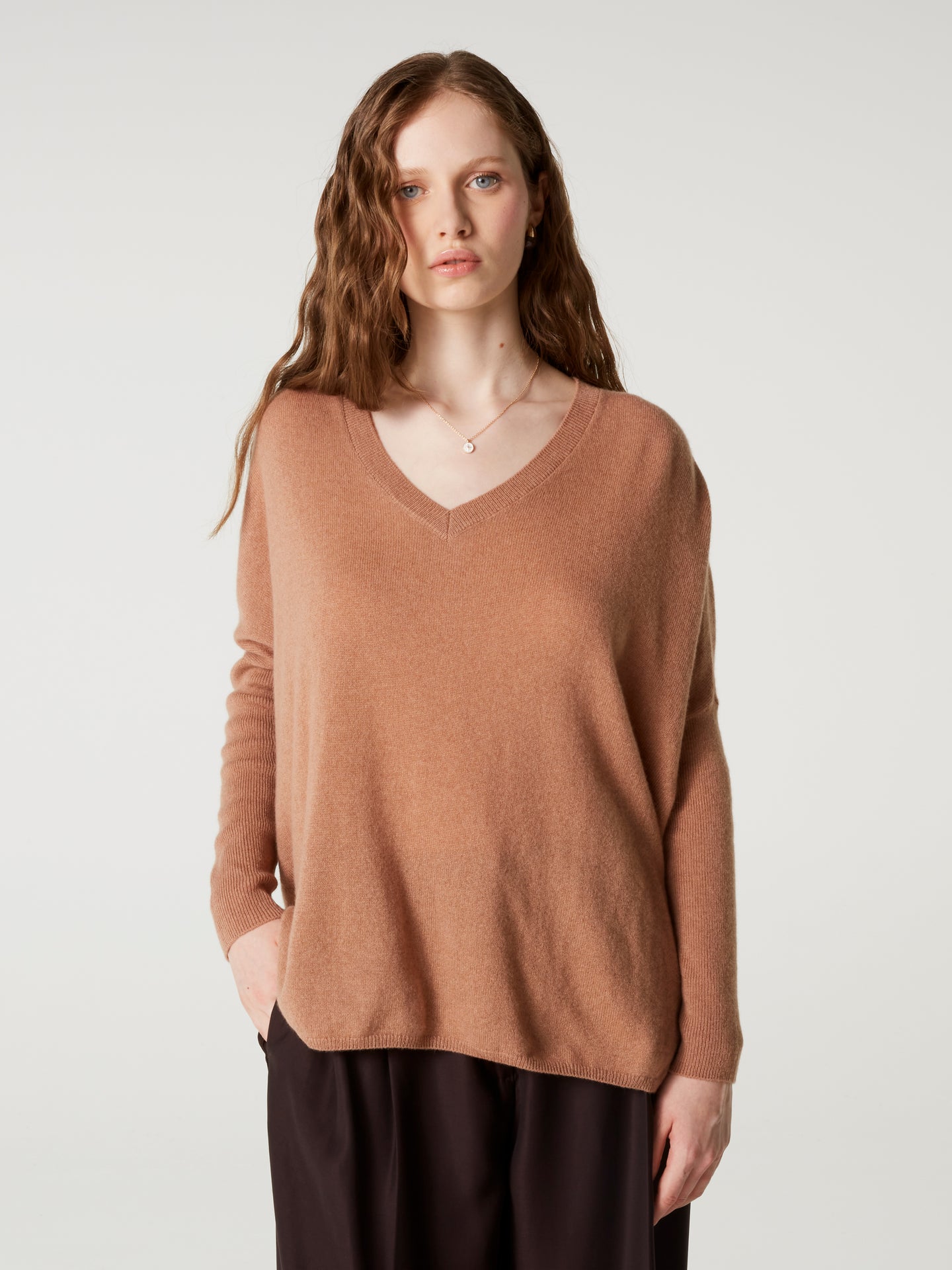 Poncho-Pullover Chloe - Kaschmir - Hellbraun