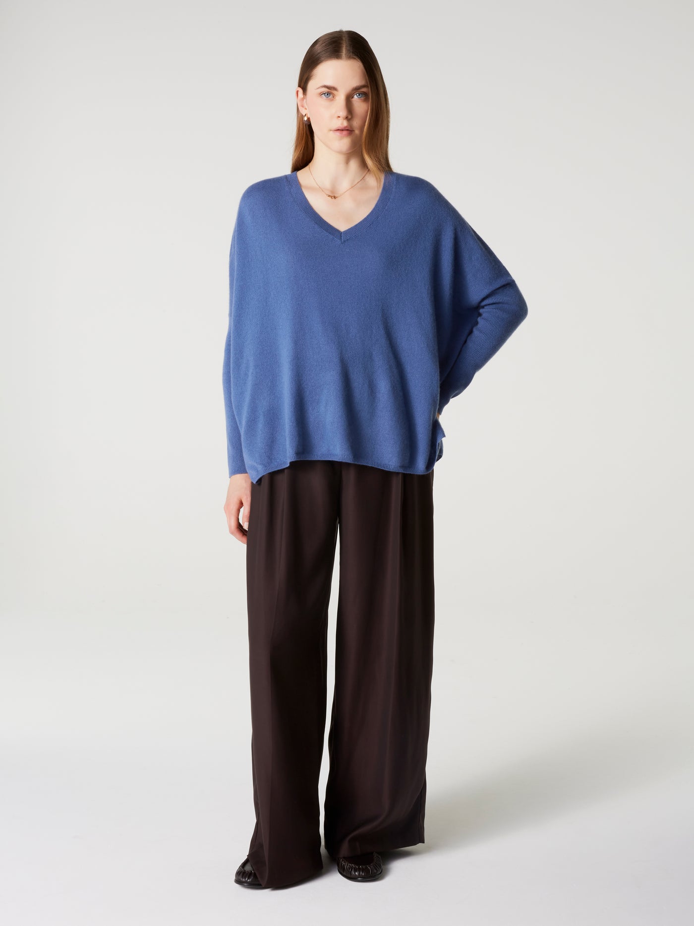 pull poncho chloe - Cachemire - vintage blue