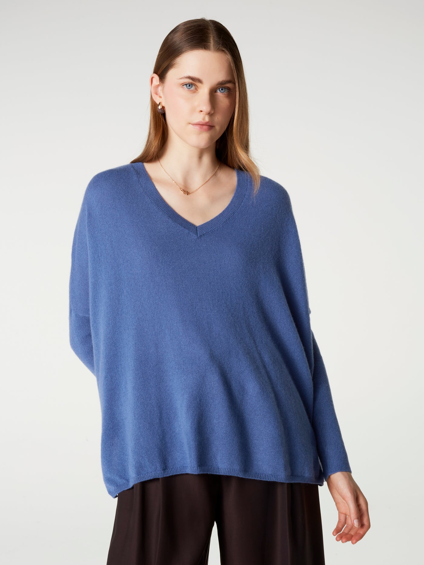 pull poncho chloe - Cachemire - vintage blue