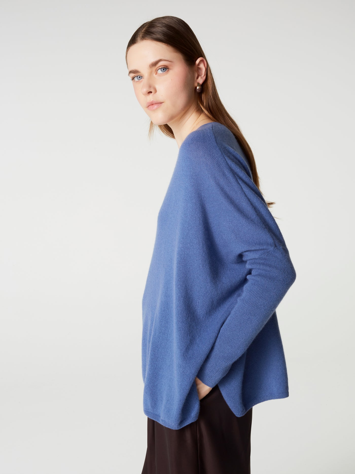 pull poncho chloe - Cachemire - vintage blue