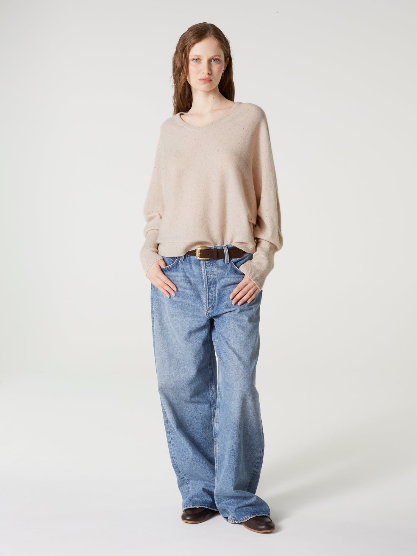 pull romane - Cachemire - white neps