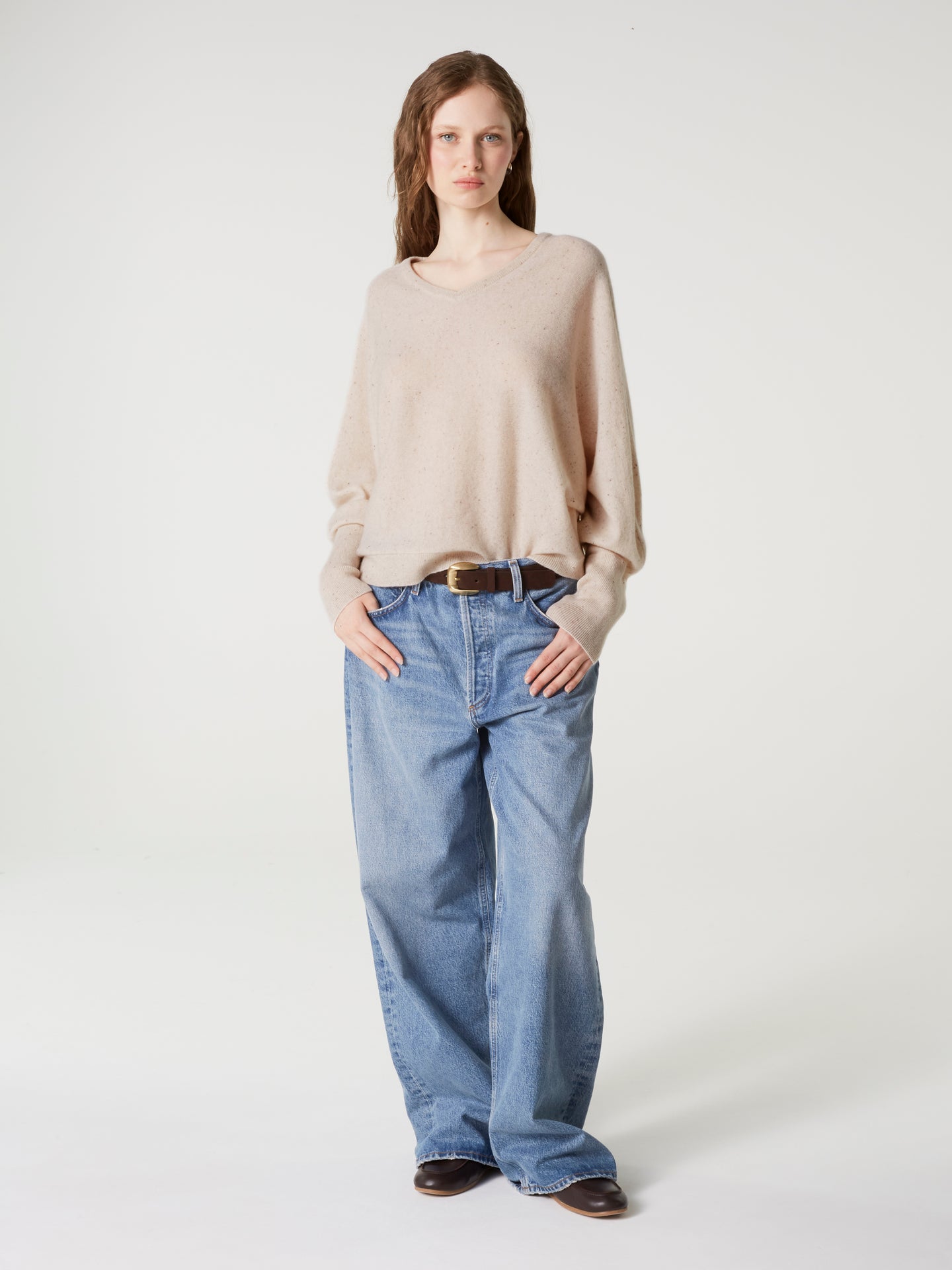 pullover romane - Kaschmir - White Neps