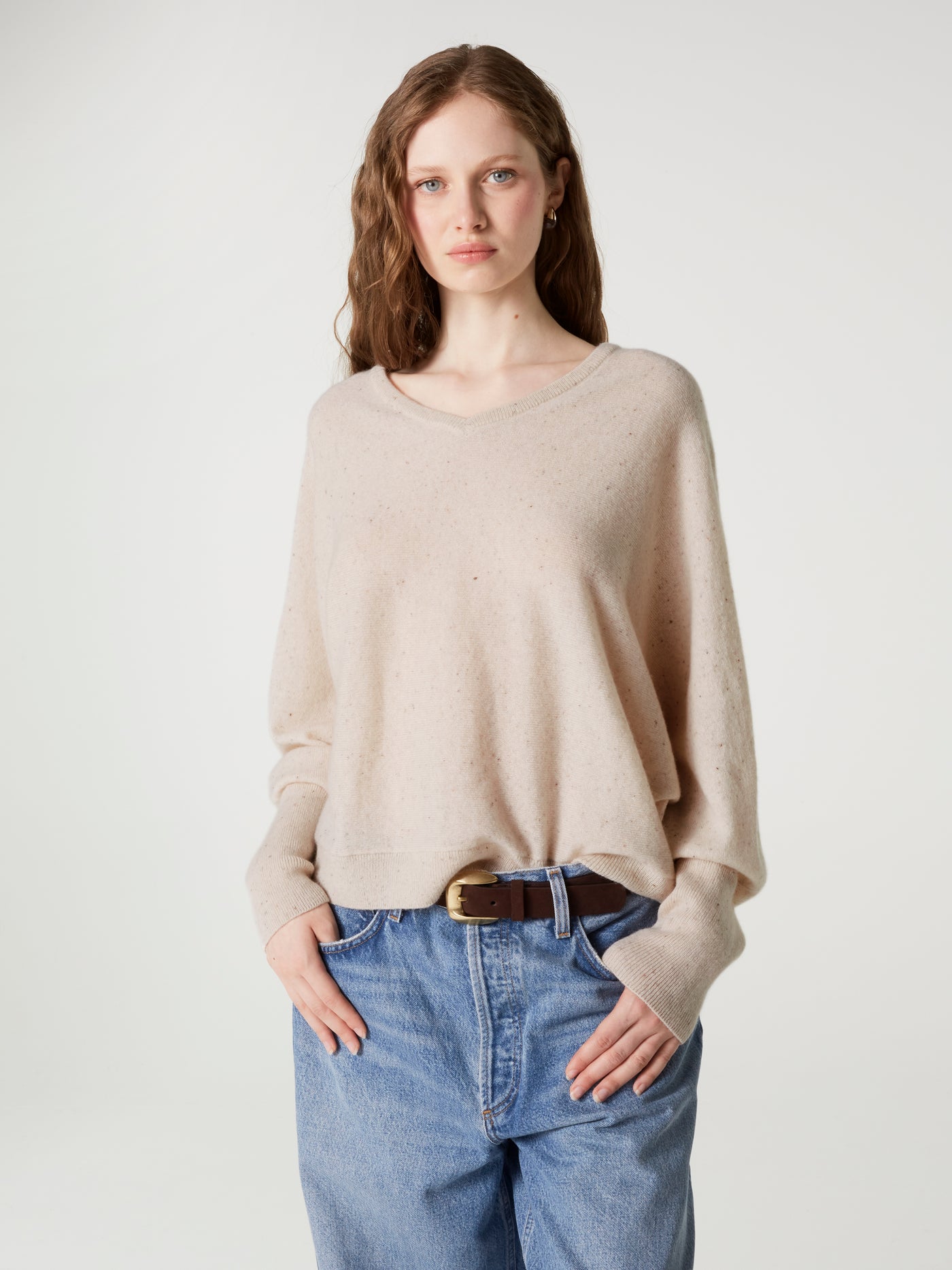 pull romane - Cachemire - white neps