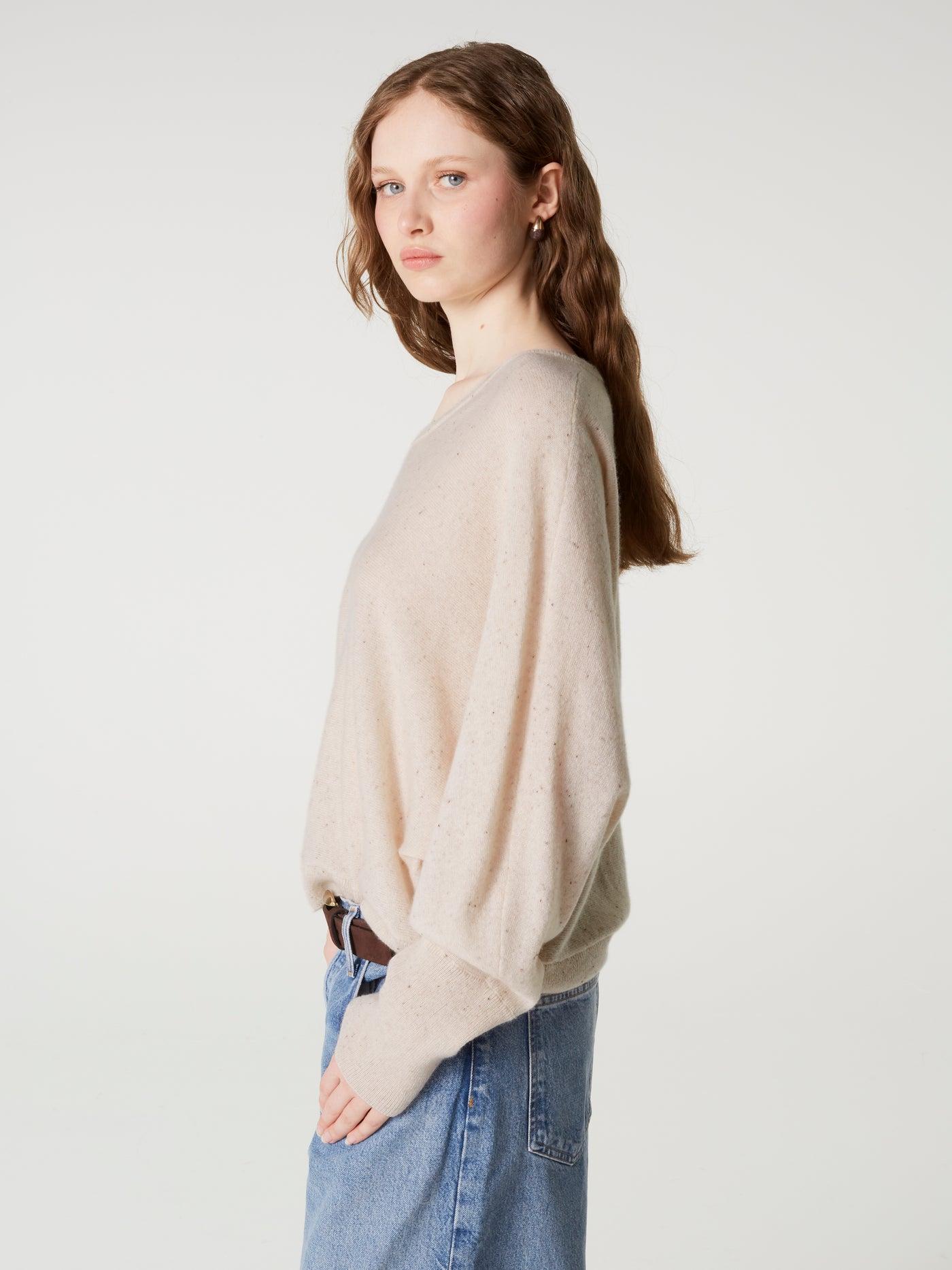 pull romane - Cachemire - white neps