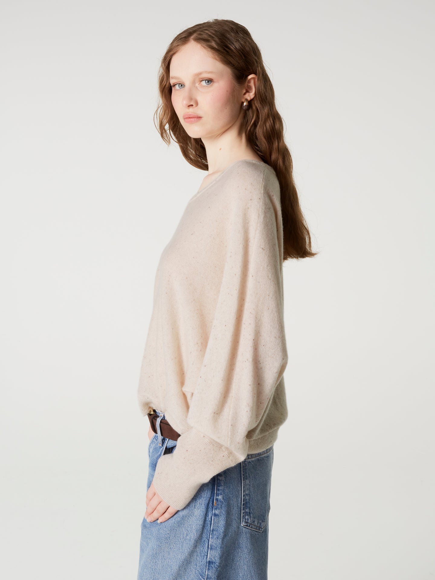 pullover romane - Kaschmir - White Neps