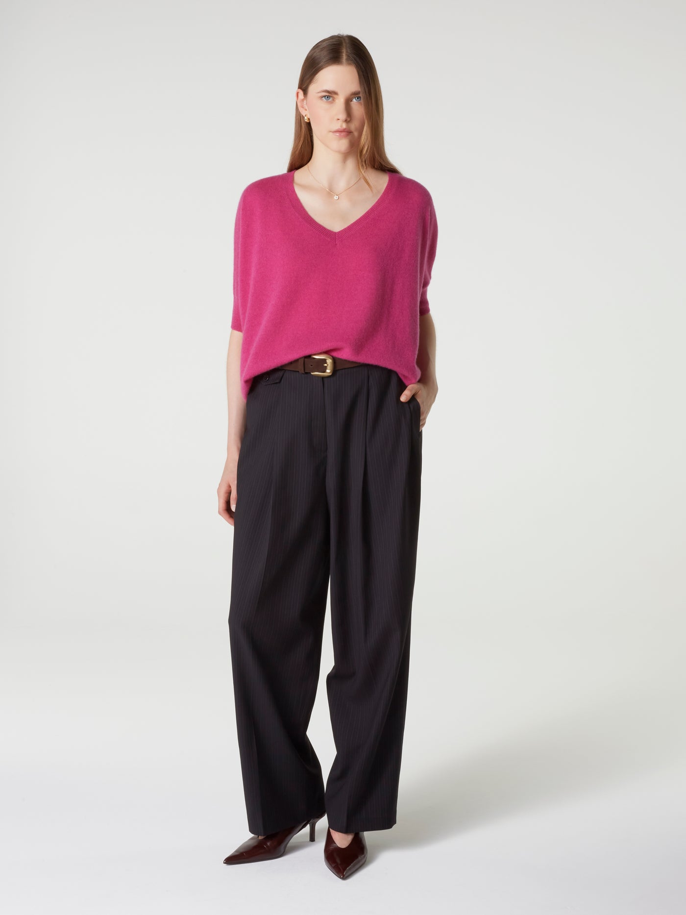 pull poncho kate - Cachemire - heather raspberry