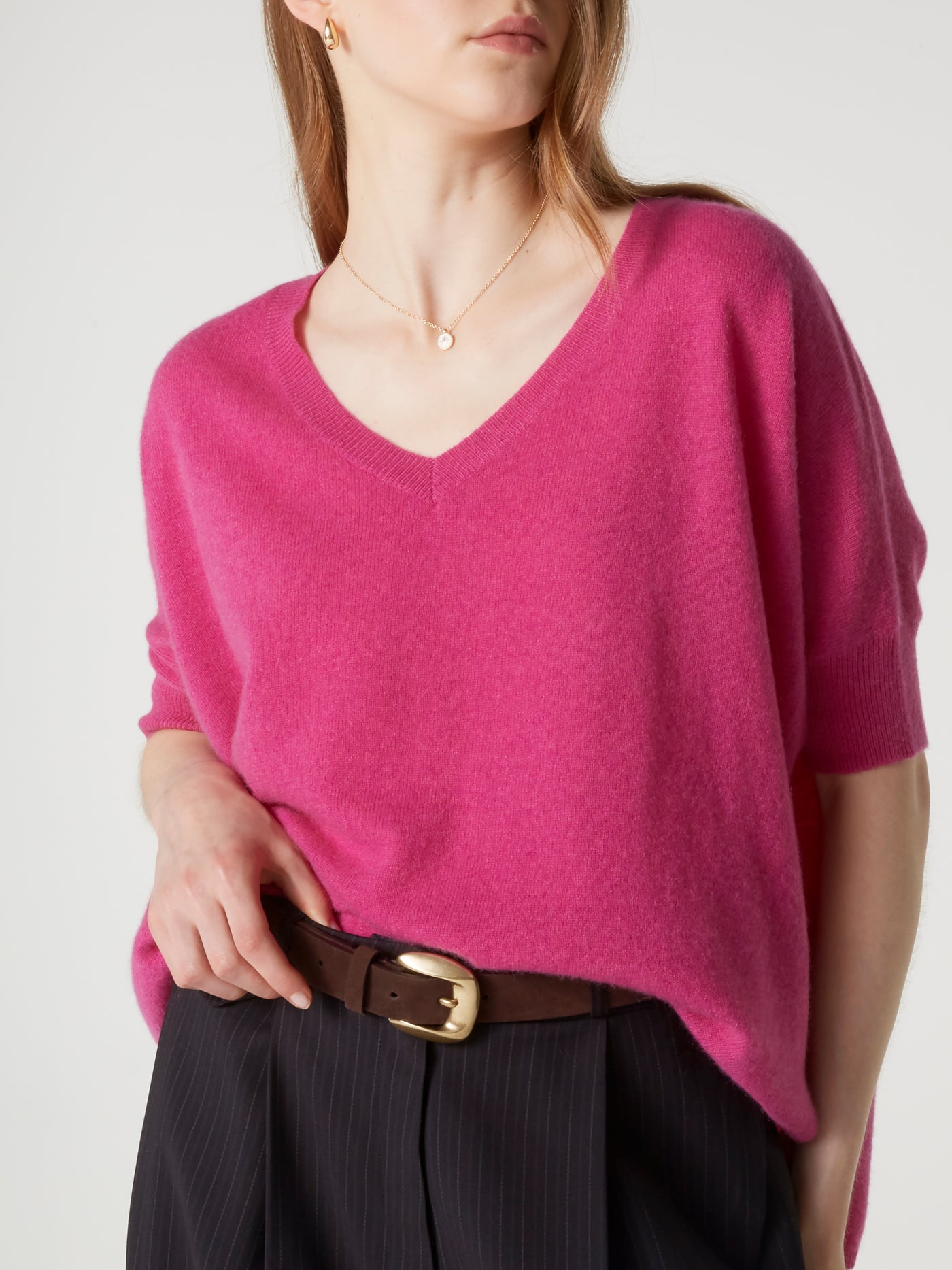 pull poncho kate - Cachemire - heather raspberry