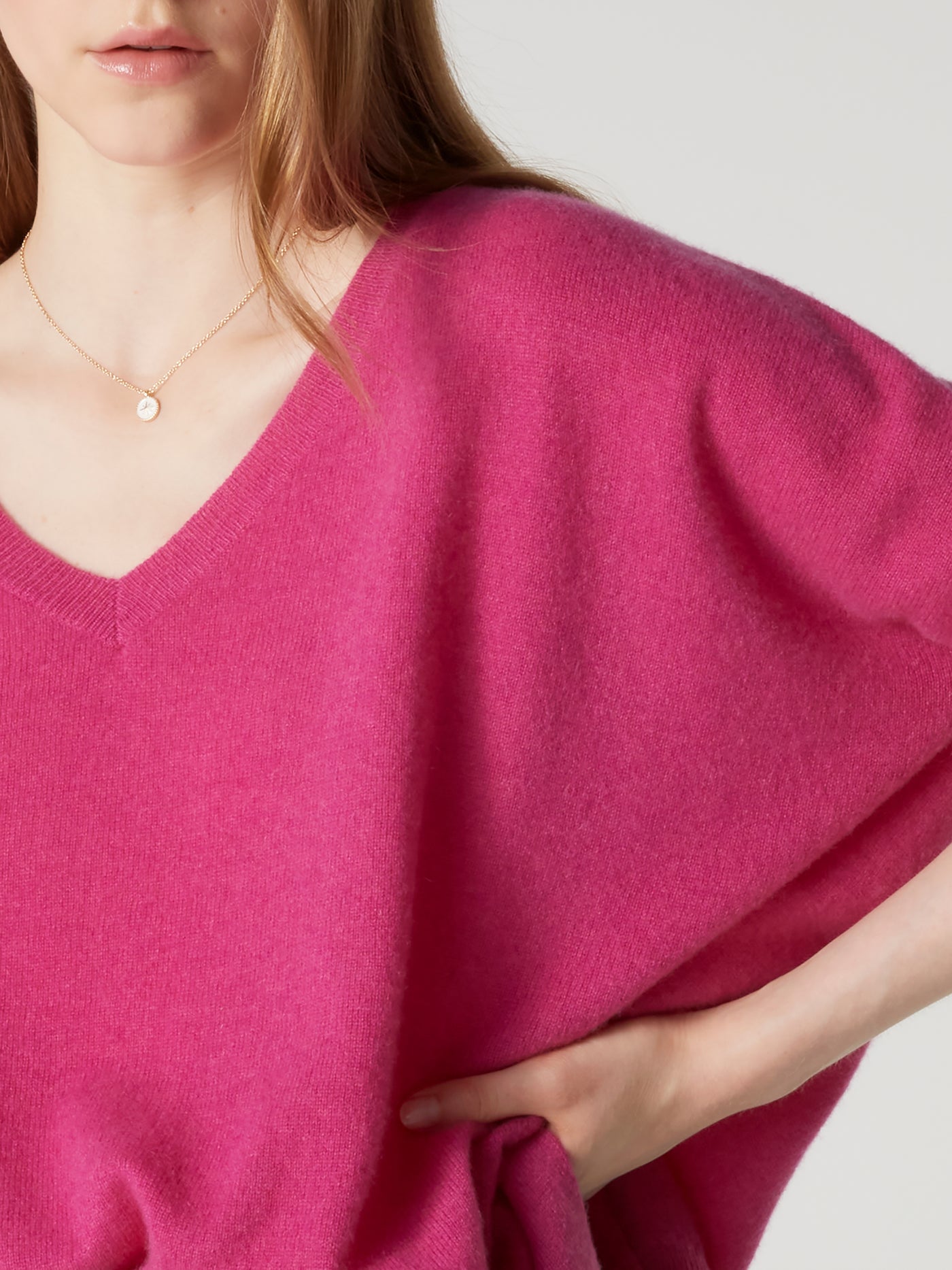 pull poncho kate - Cachemire - heather raspberry