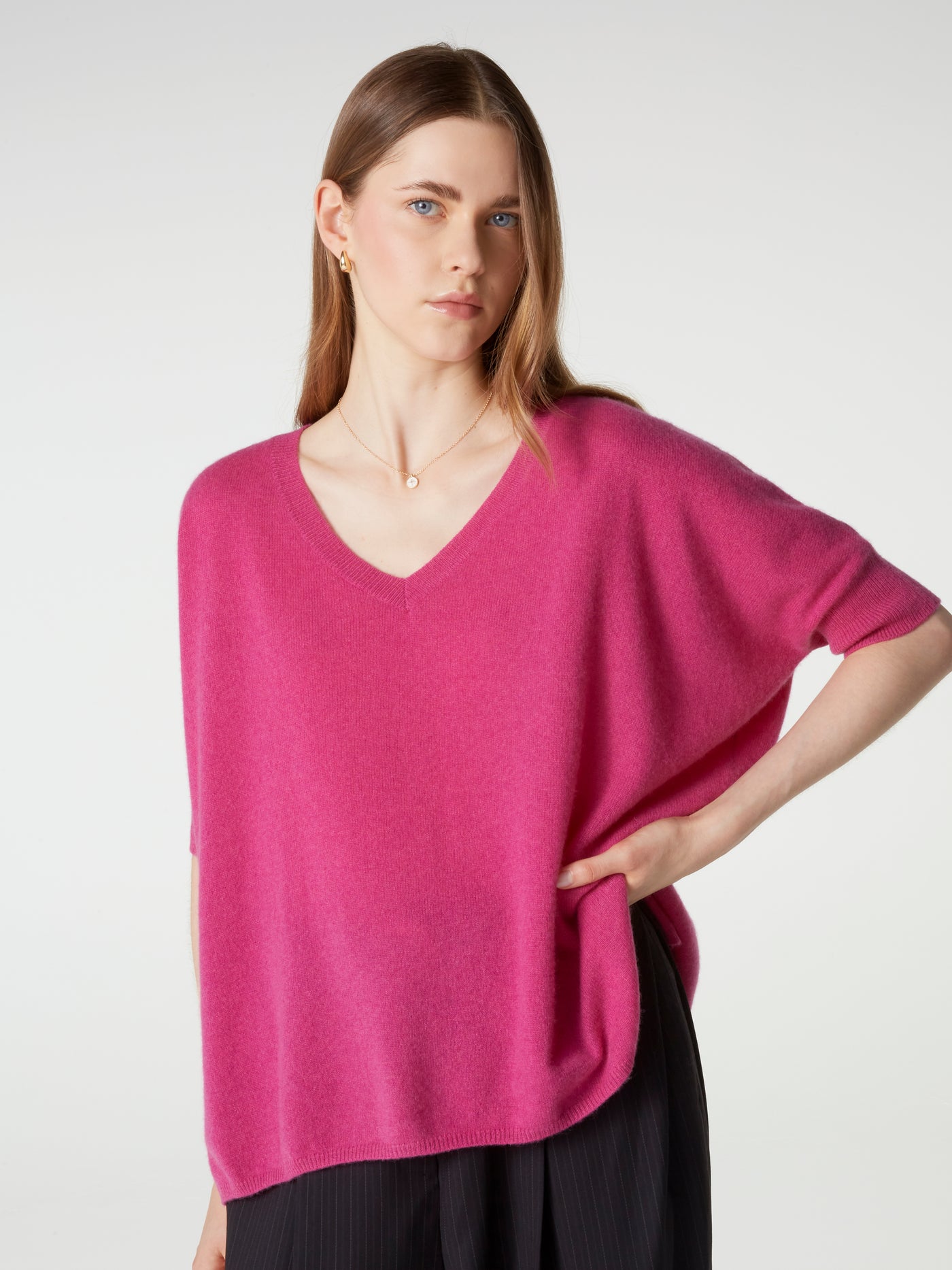 pull poncho kate - Cachemire - heather raspberry