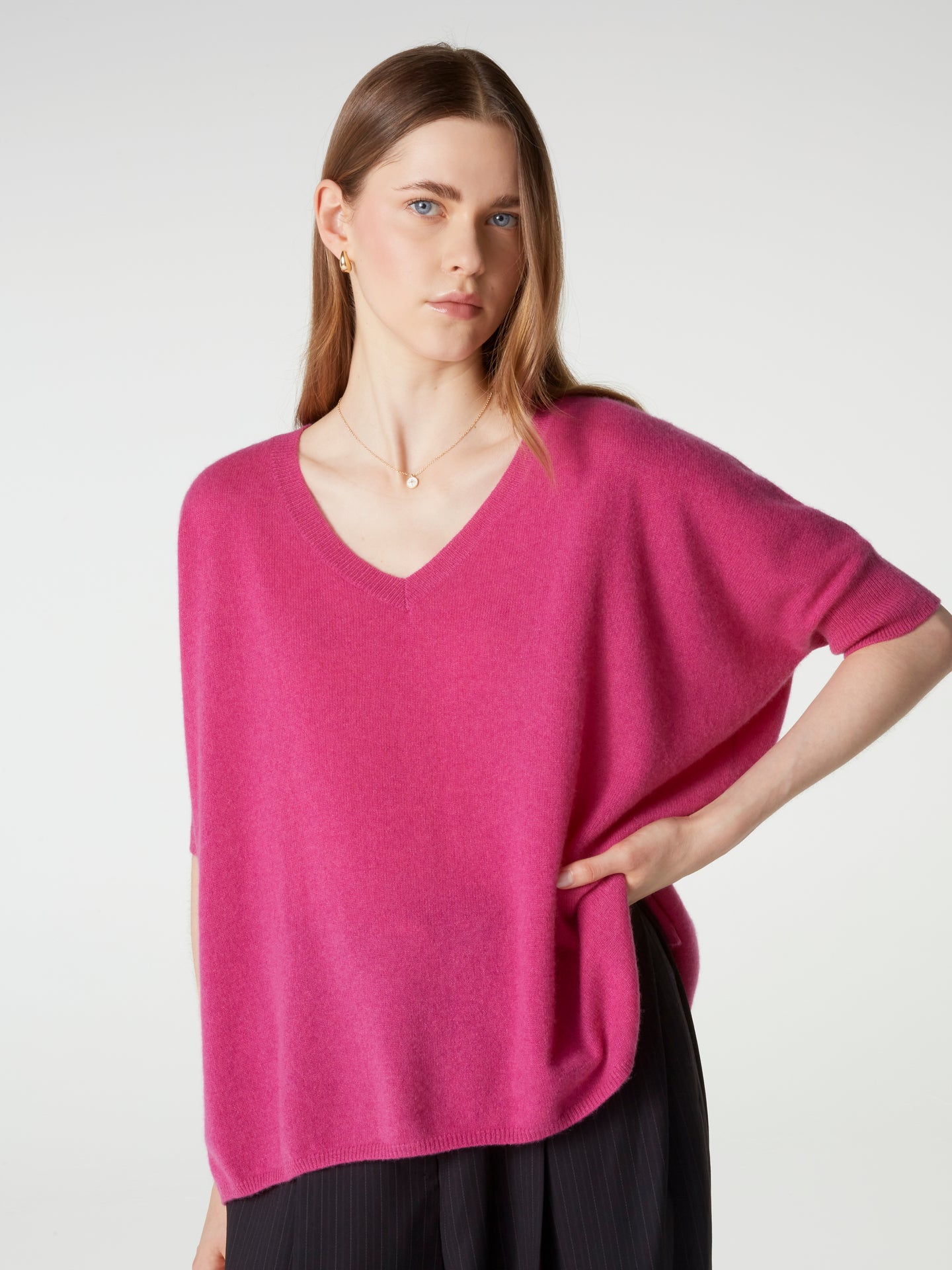 pull poncho kate - Cachemire - heather raspberry