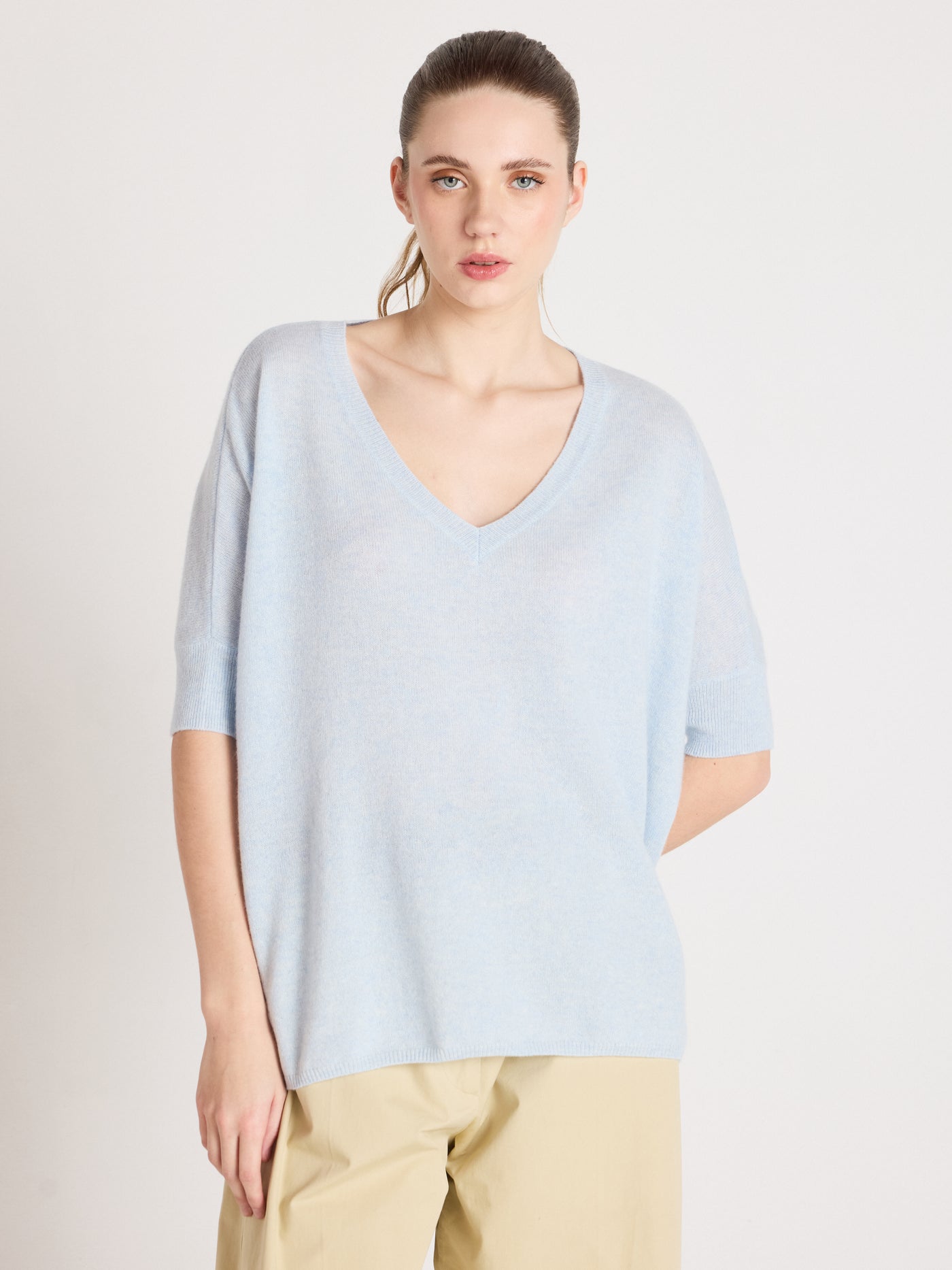 Kate - Poncho aus 100 % Kaschmir - heathered sky
