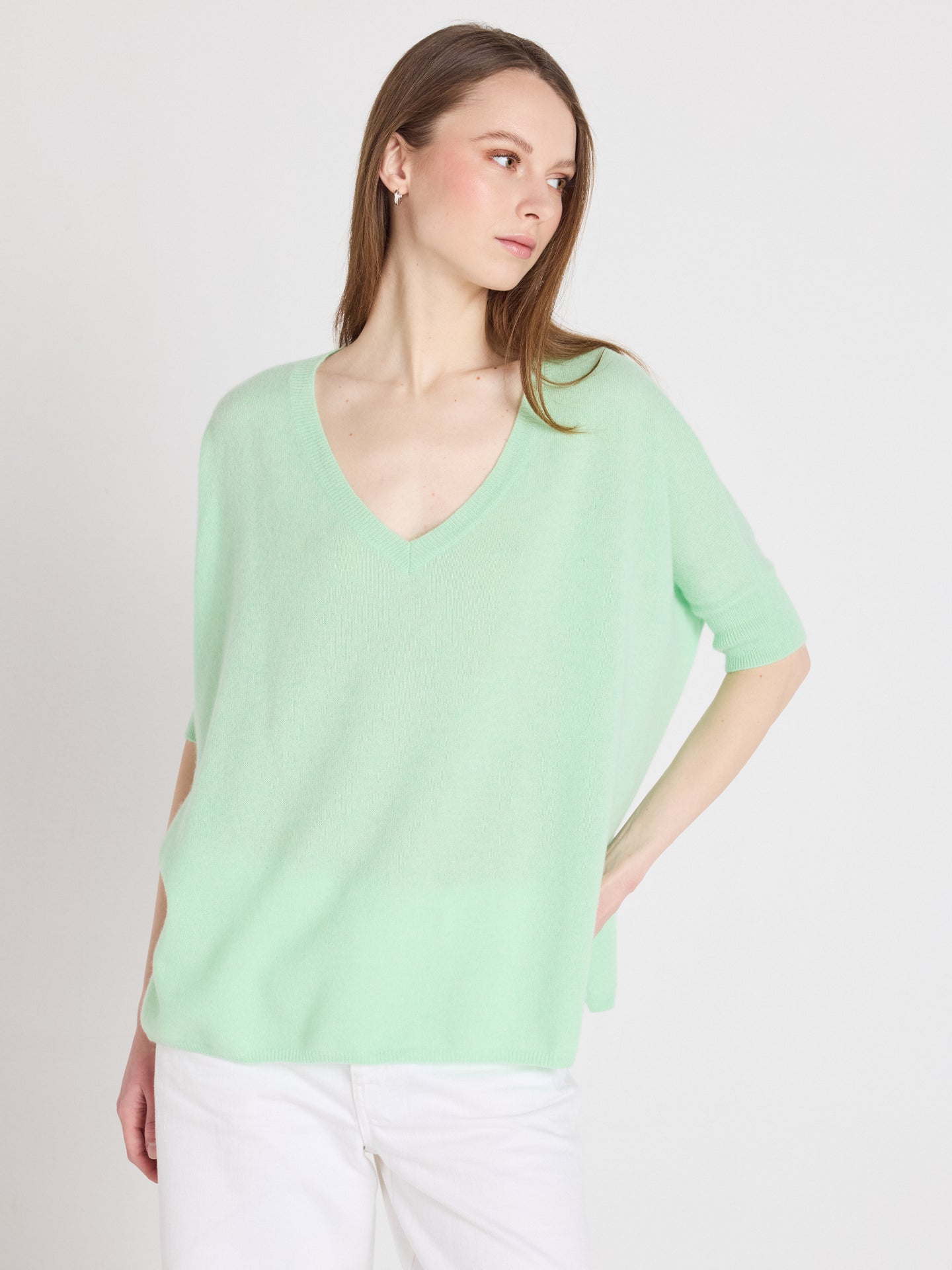 kate poncho sweater - cashmere - pastel green