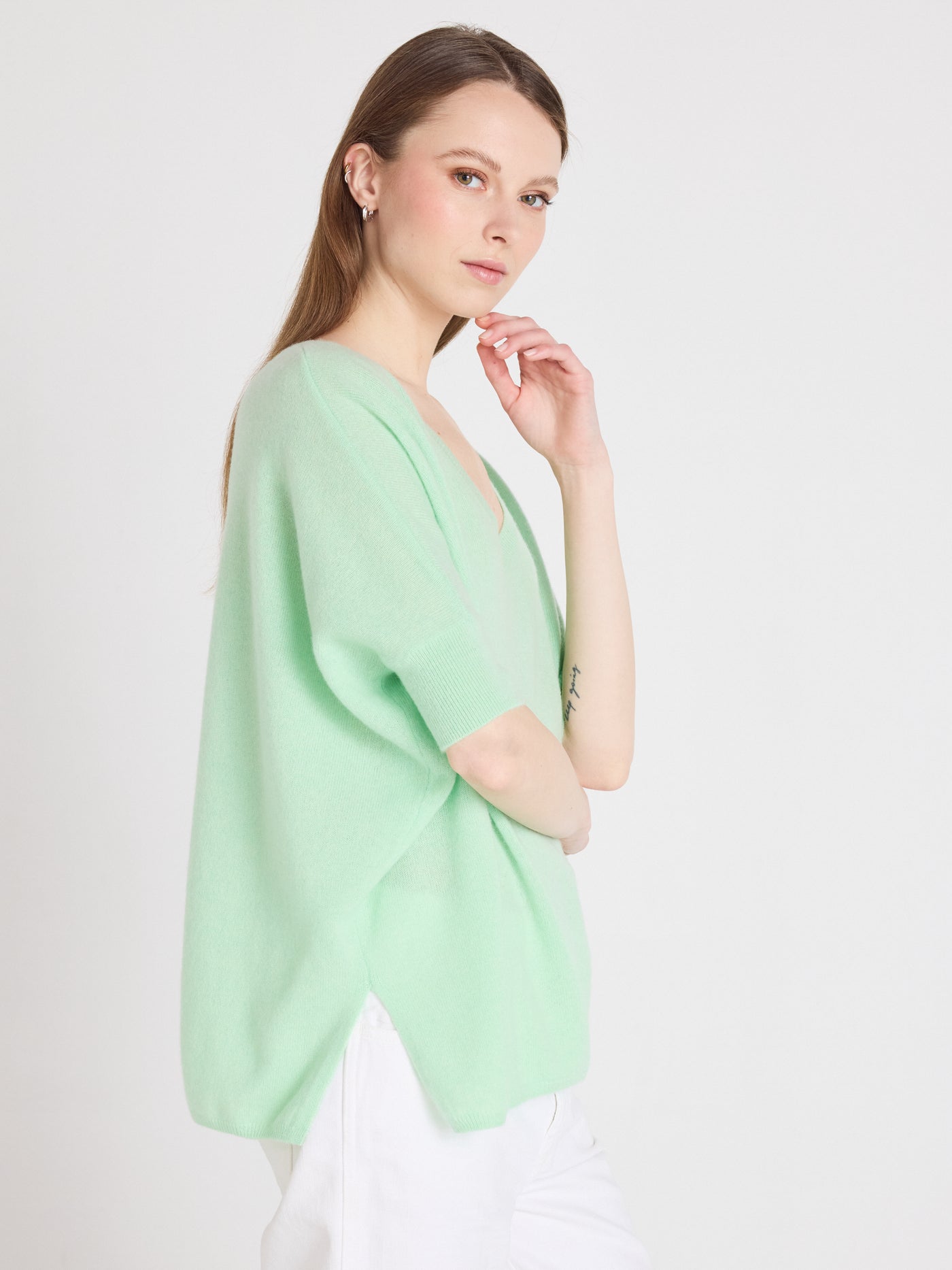 Kate - Poncho aus 100 % Kaschmir - pastel green