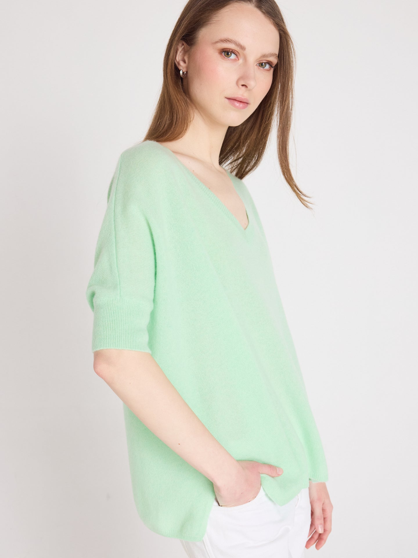 kate poncho sweater - cashmere - pastel green